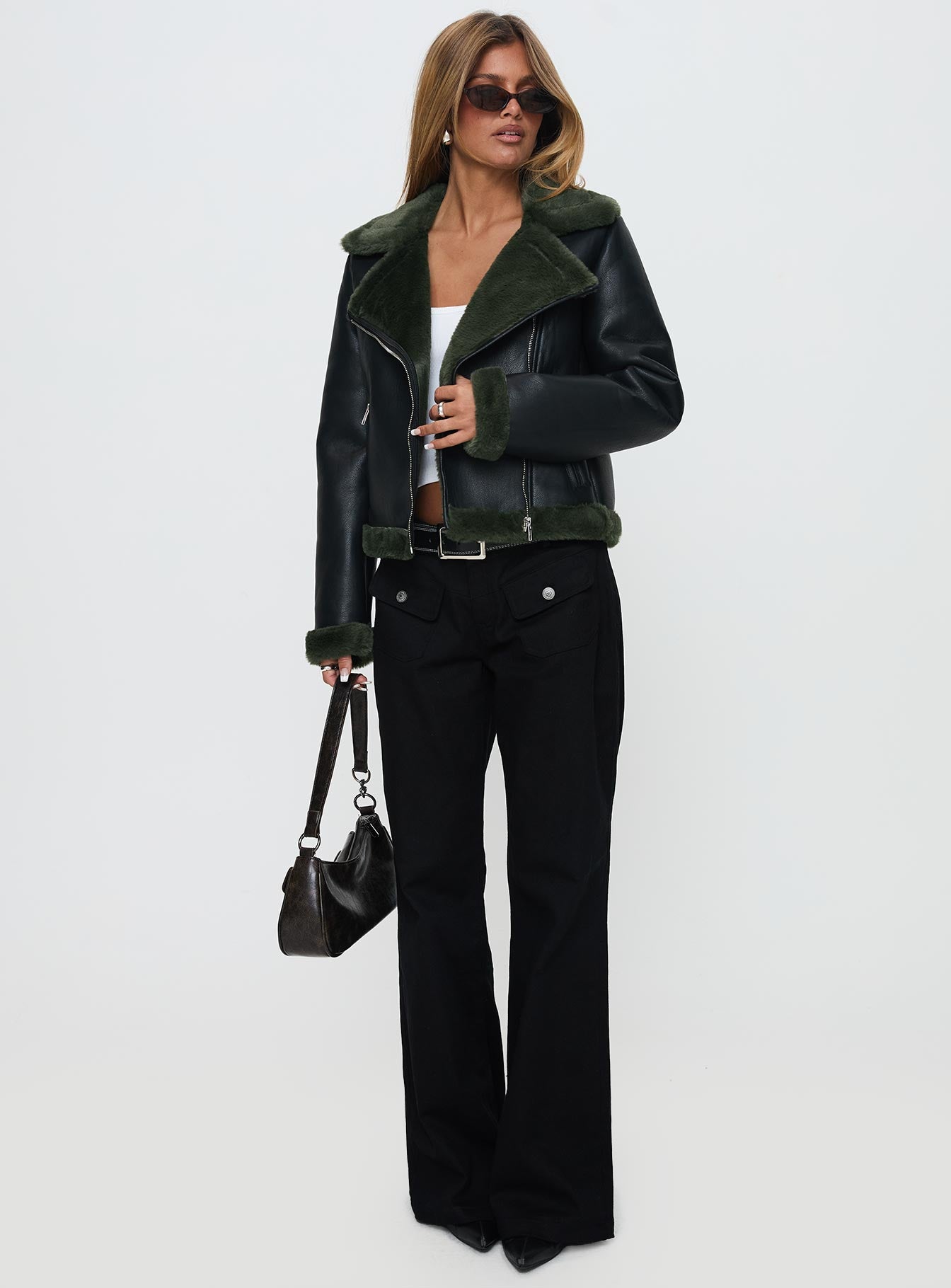 Phaidra Faux Leather Jacket Black、mySite、solidvoid