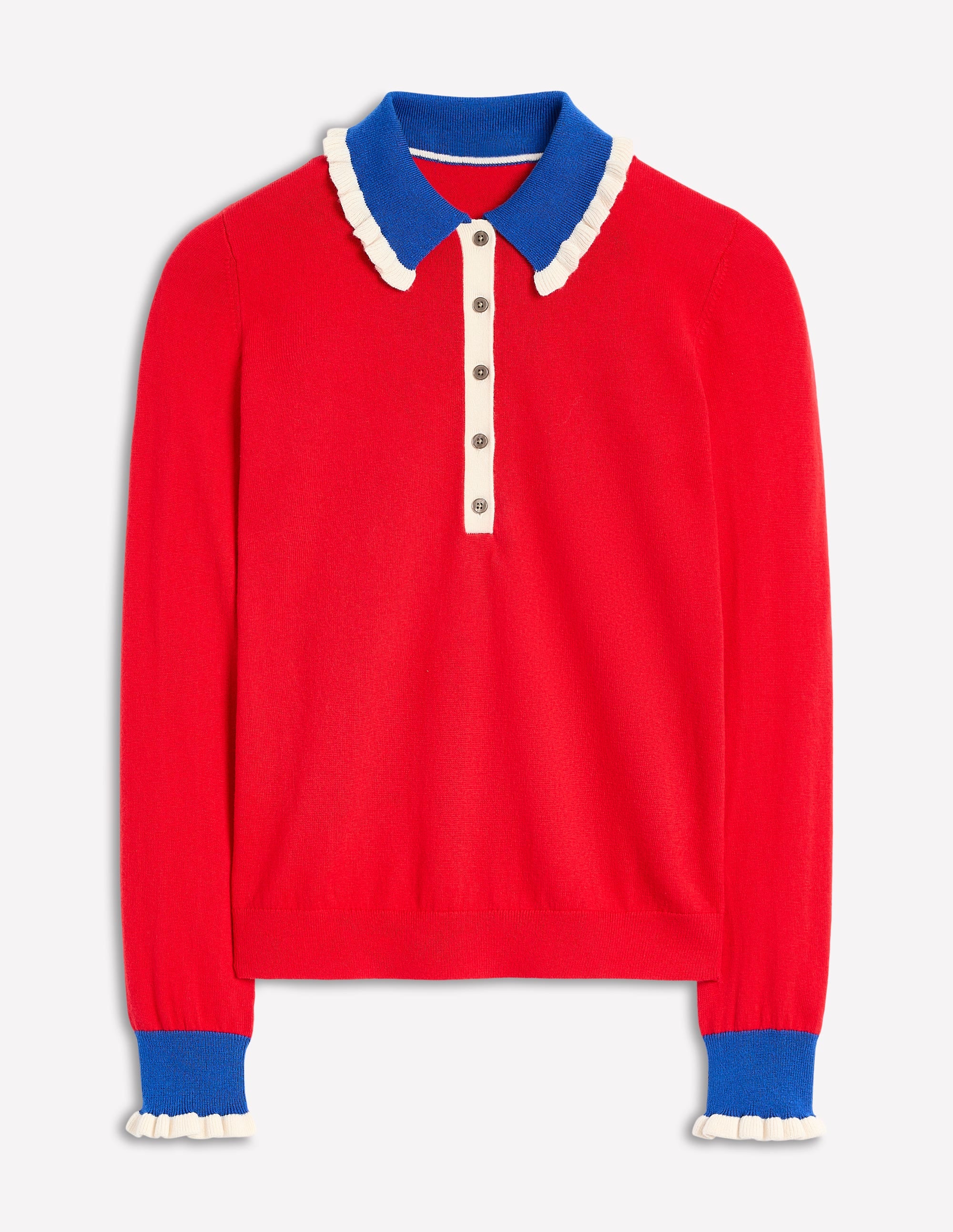  Frilled Cotton Blend Sweater-Poppy Red、mySite、ashleygrahame