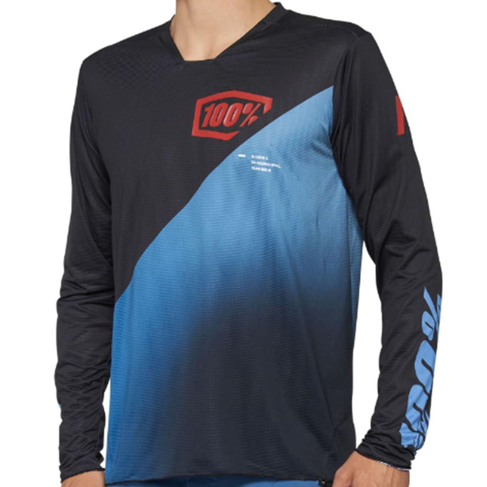  100% R-Core-X Long Sleeve 2022 Race Jersey - Black/Slate Blue、mySite、merchandisen