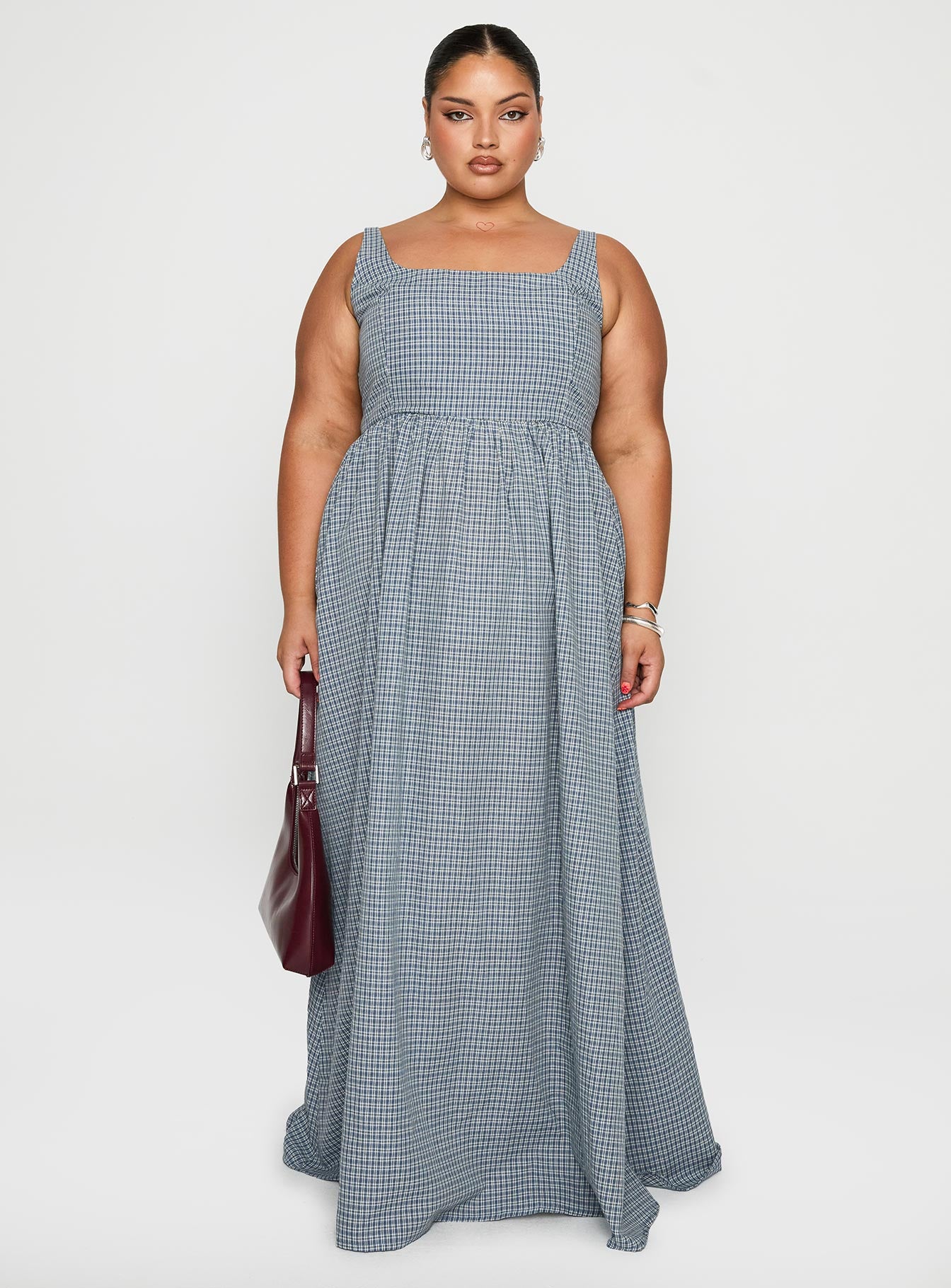 Cartmel Check Maxi Dress Navy Curve、mySite、solidvoid