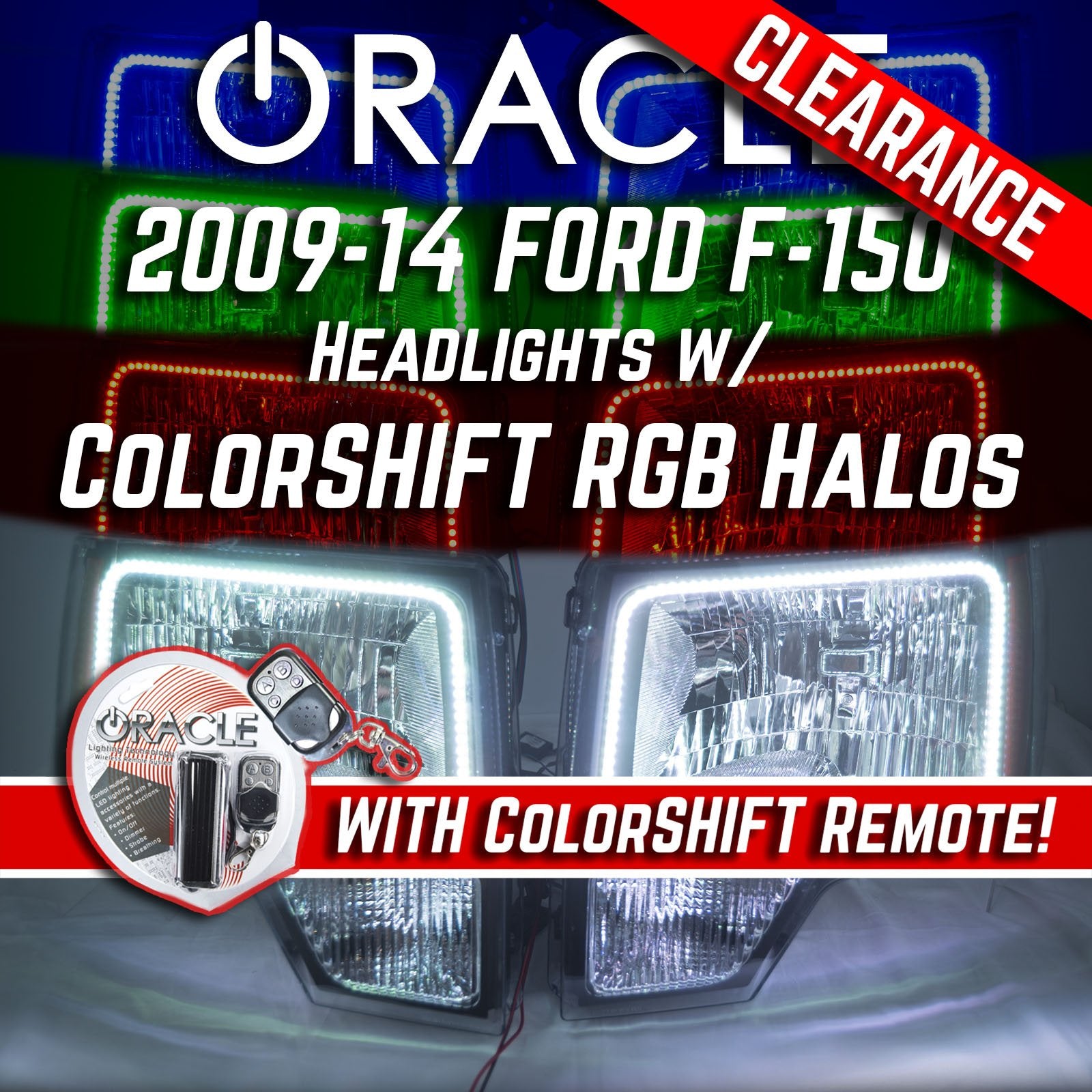 2009-14 Ford F-150 Headlights w/ ORACLE RGB ColorSHIFT Halo Kit + 1.0 ColorSHIFT Remote、mySite、nflplayoffbracketp