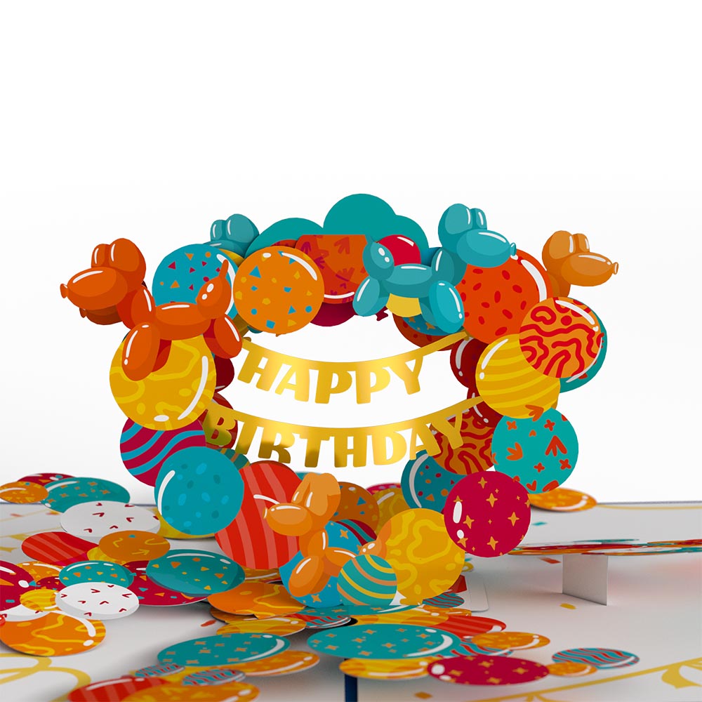 Happy Birthday Banner and Balloons Pop-Up Card、mySite、solidvoid