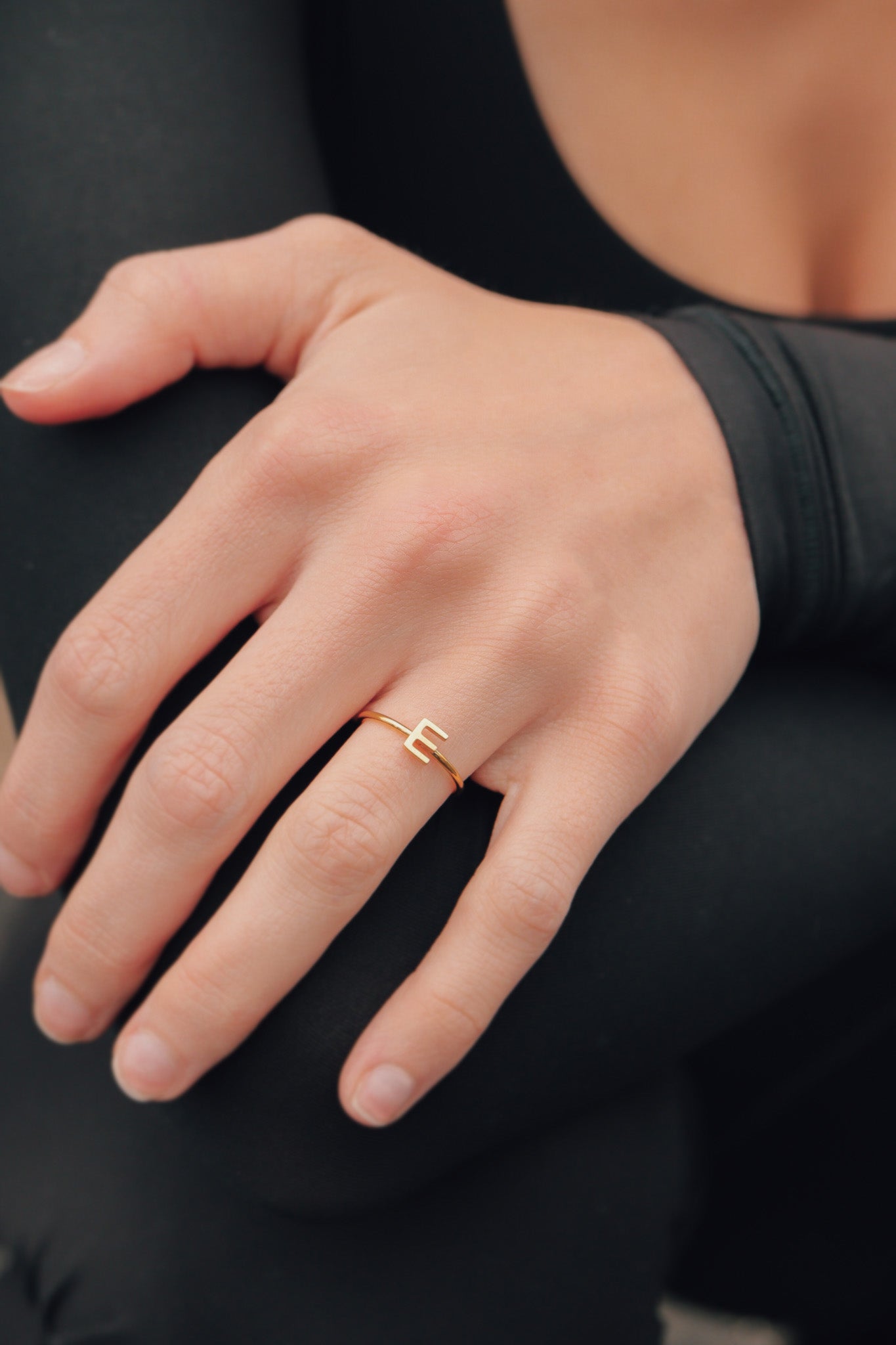 18K Gold PVD Stainless Steel Initial Stacking Rings N-Z / ZRJ9021、mySite、dreamappss