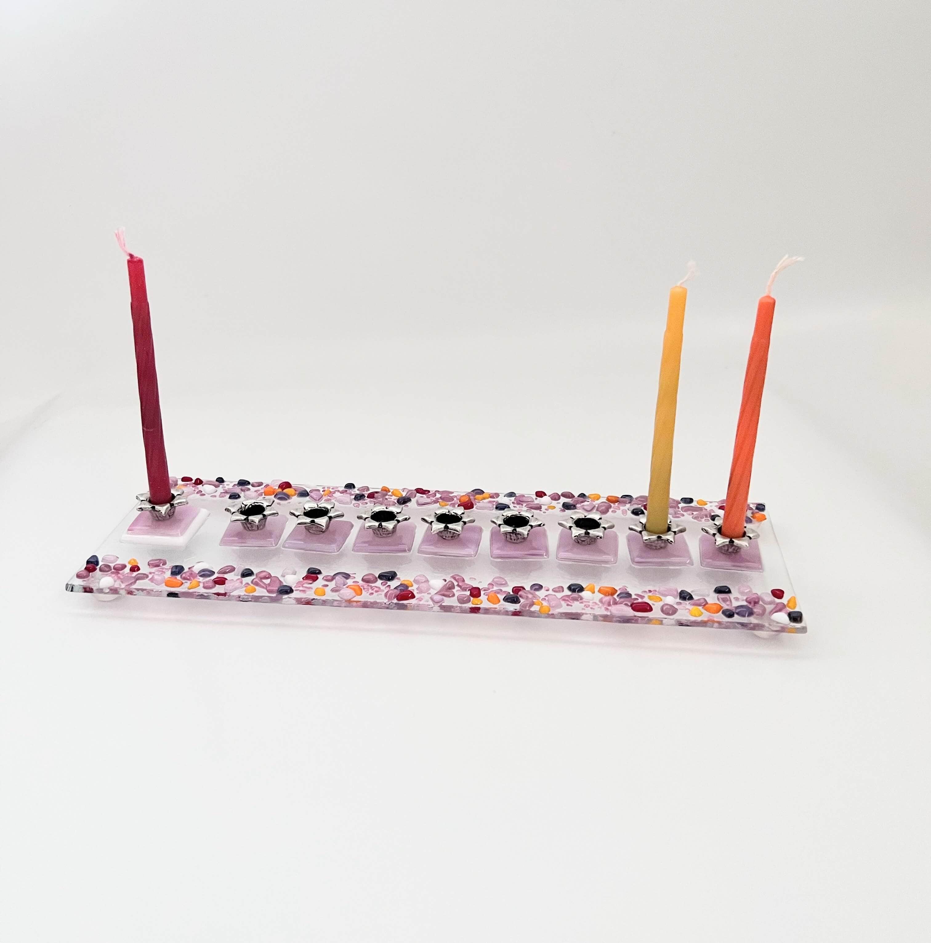 Fused Glass Menorah - Pink、mySite、topwebapps
