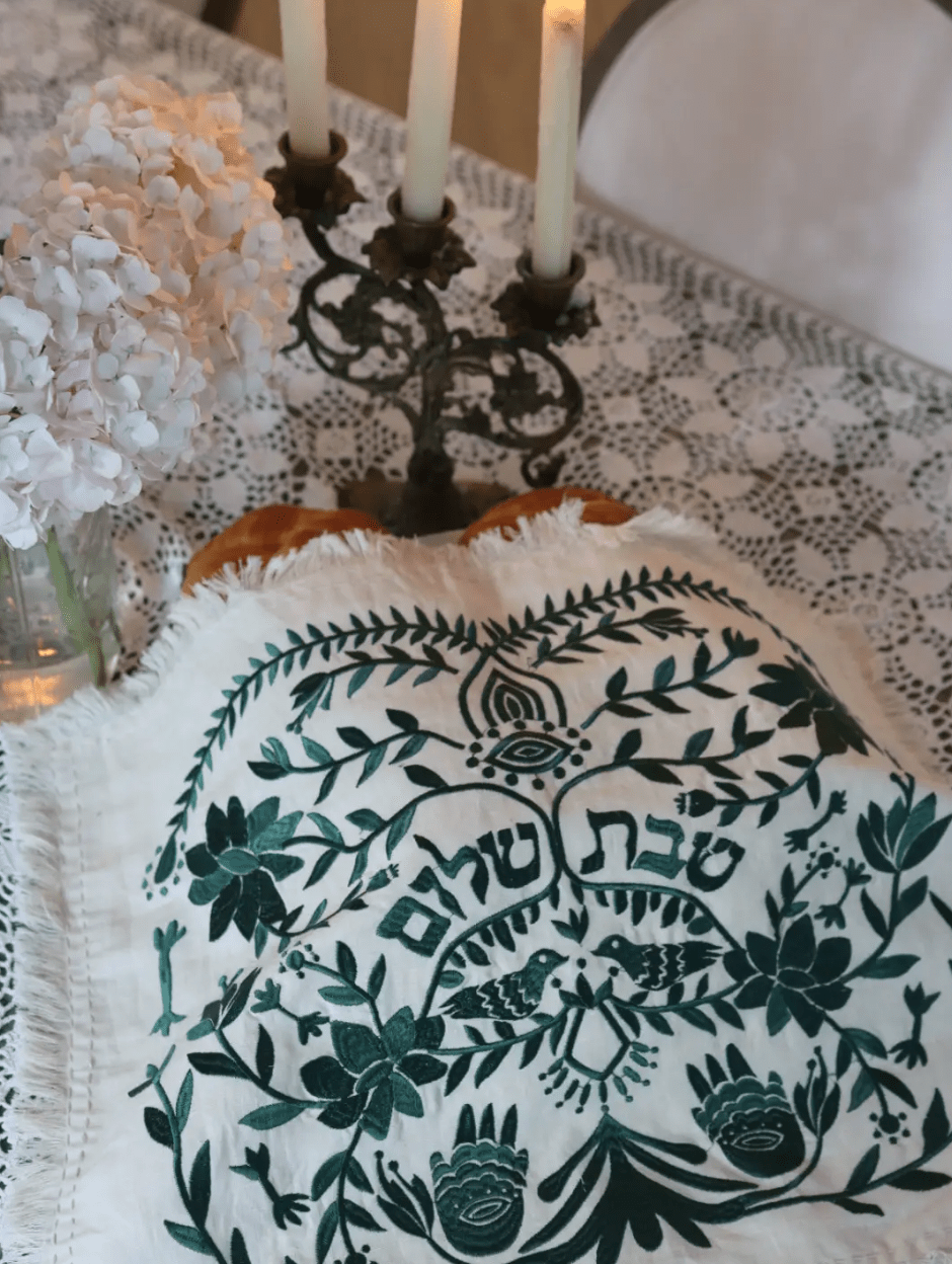 Handmade Linen Challah Cover - Green、mySite、topwebapps