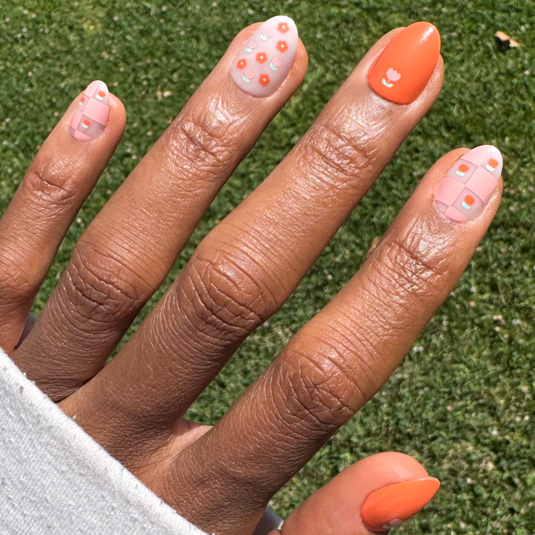 Mixed Quilt Print - Press-On | Short | Almond、mySite、solidvoid