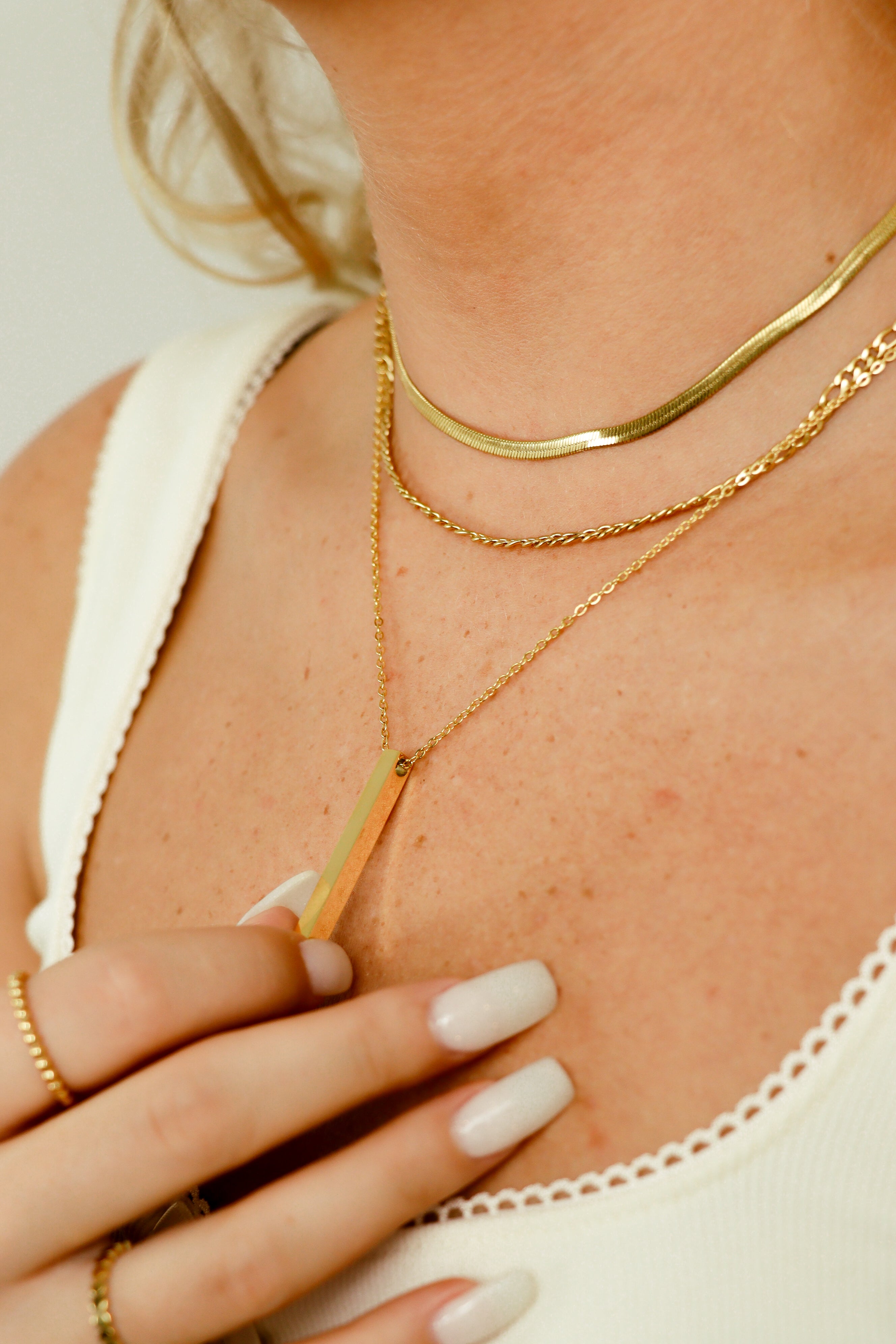 45 pc 18K Gold PVD Vertical Bar Layered Necklace Set / BND0030、mySite、dreamappss