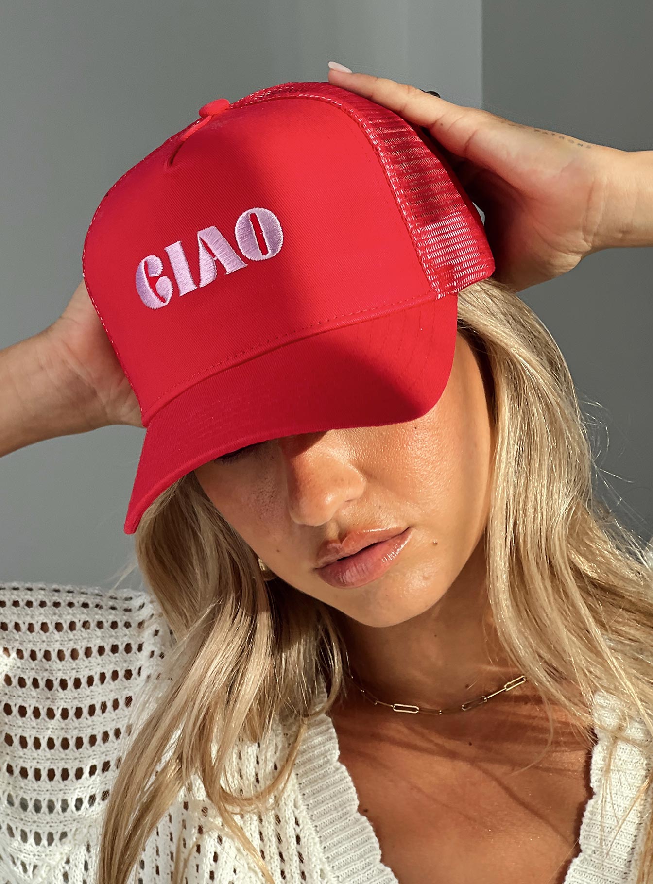 Ciao Trucker Hat Red/Pink、mySite、solidvoid