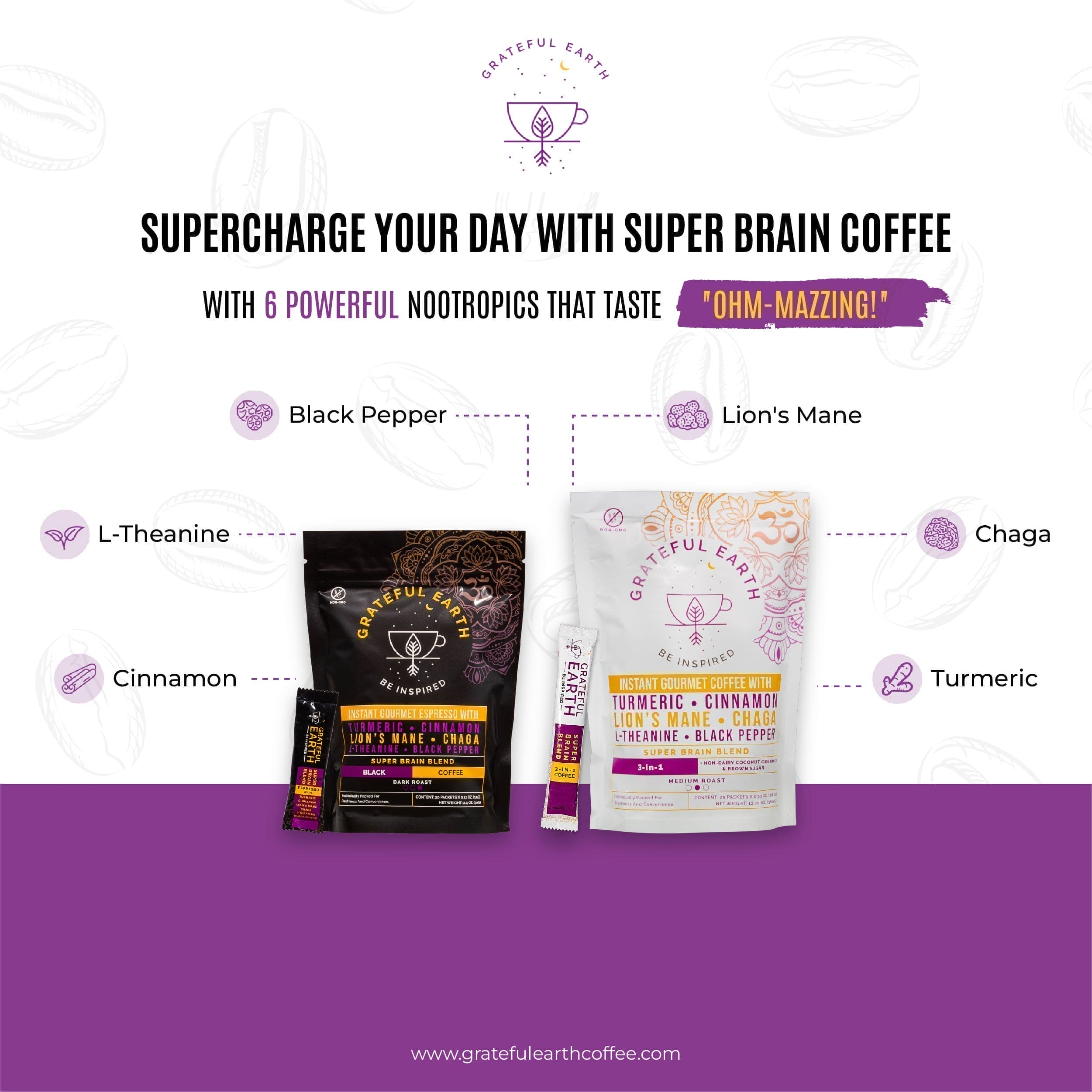 MIX BUNDLE | Two Super Brain Coffees | 3-in-1 Medium & Dark Roast | 6 Nootropics、mySite、gigharbornorthrealestate