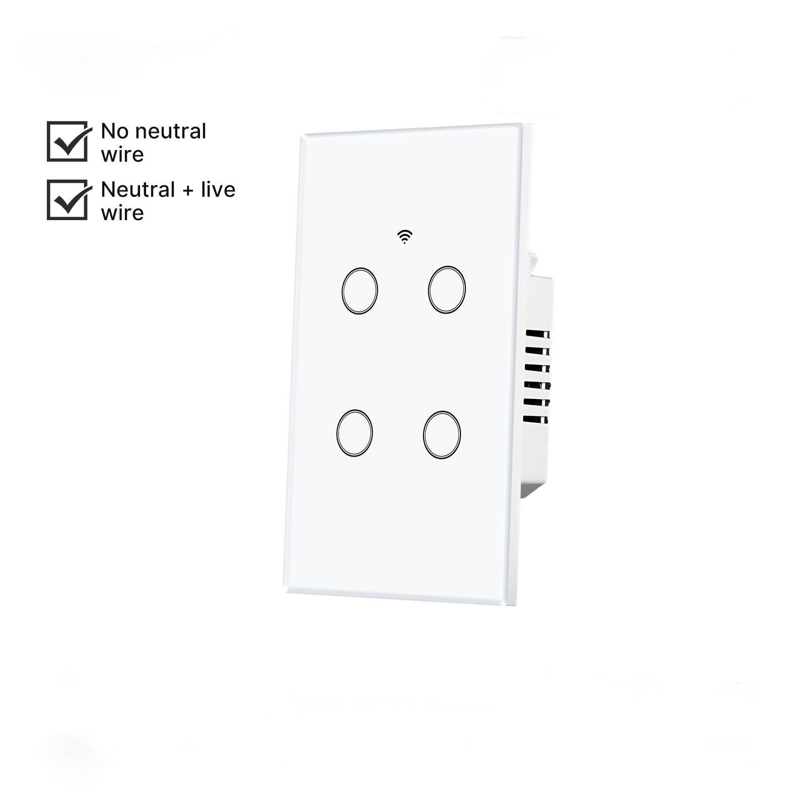 WiFi Smart Light Switch Wall Touch Glass Switch No Neutral Wire Required US Standard、mySite、fannypackpong