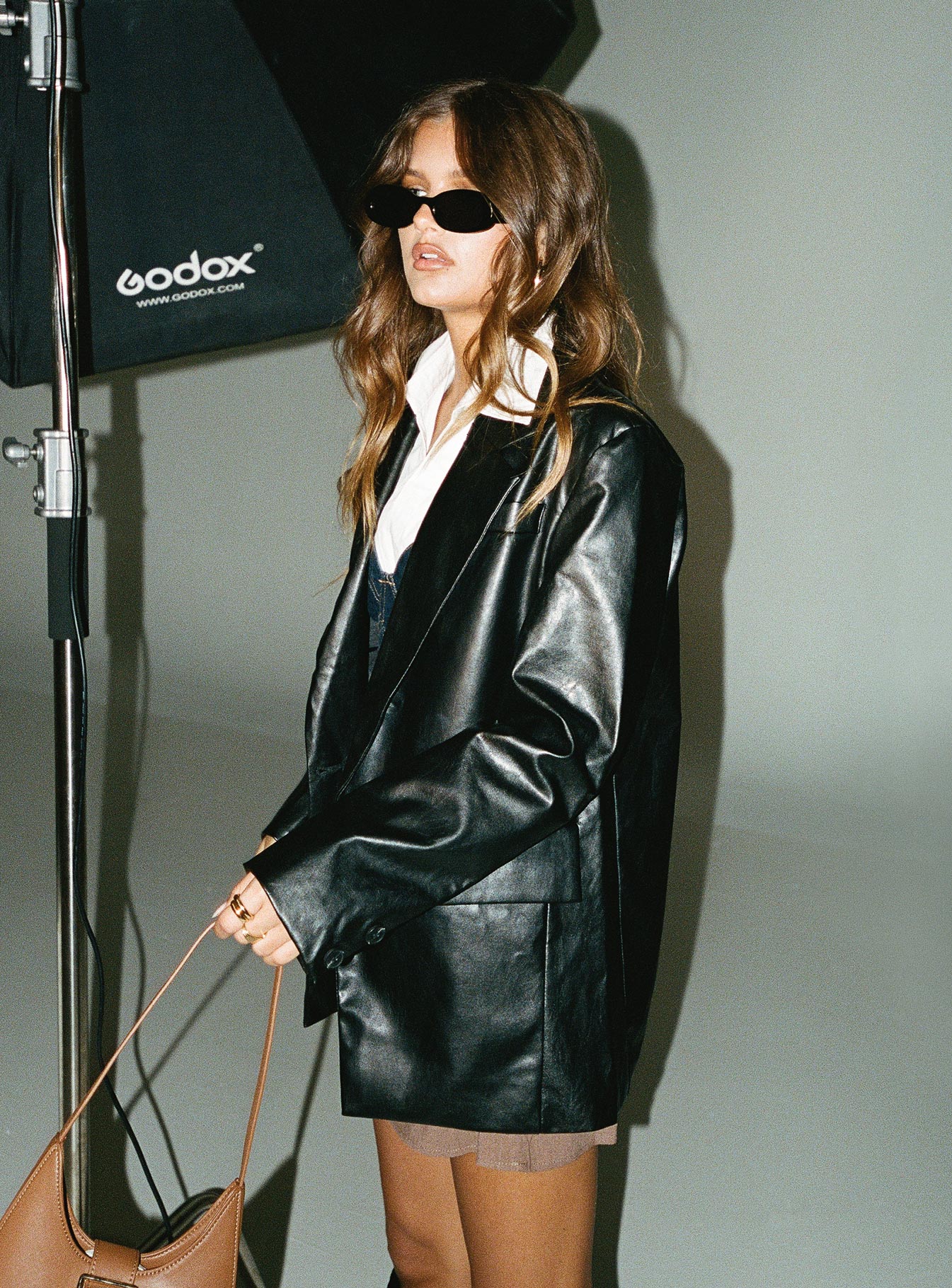 Jocelyn Faux Leather Blazer Black、mySite、solidvoid