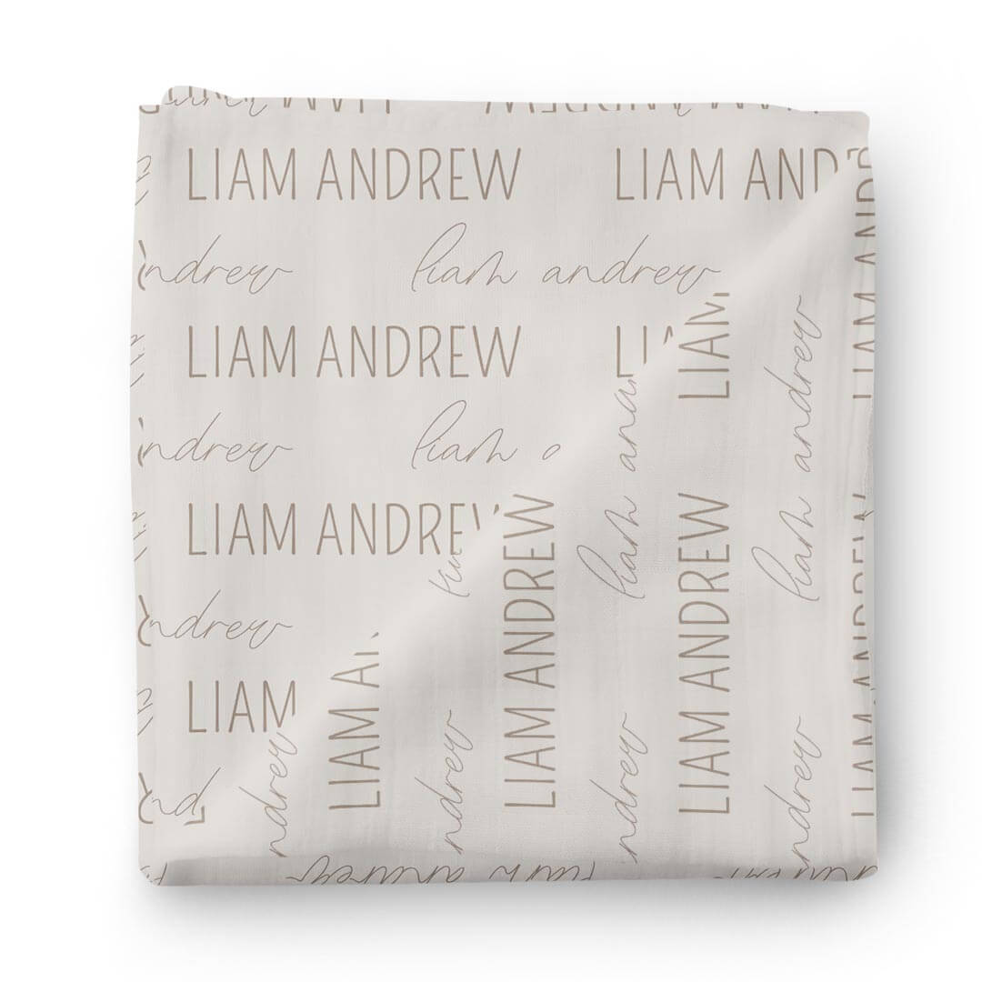  Personalized Taupe Baby Name Swaddle Blanket - Block & Script、mySite、layawaytickets