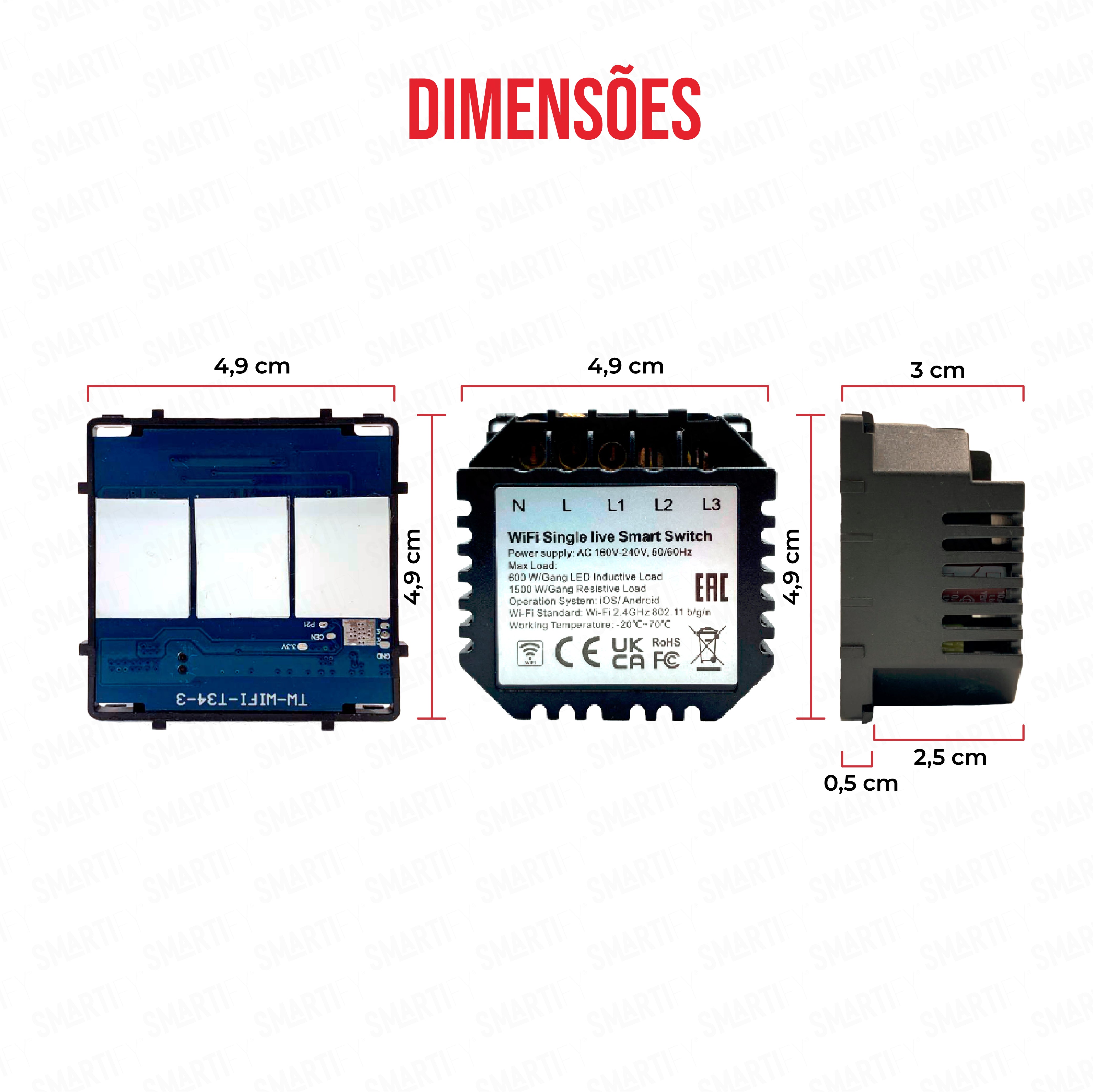 Smartify vPRO Módulo de 3 Canais Inteligente WiFi (com/sem neutro) - SYPM03WF、mySite、fannypackpong