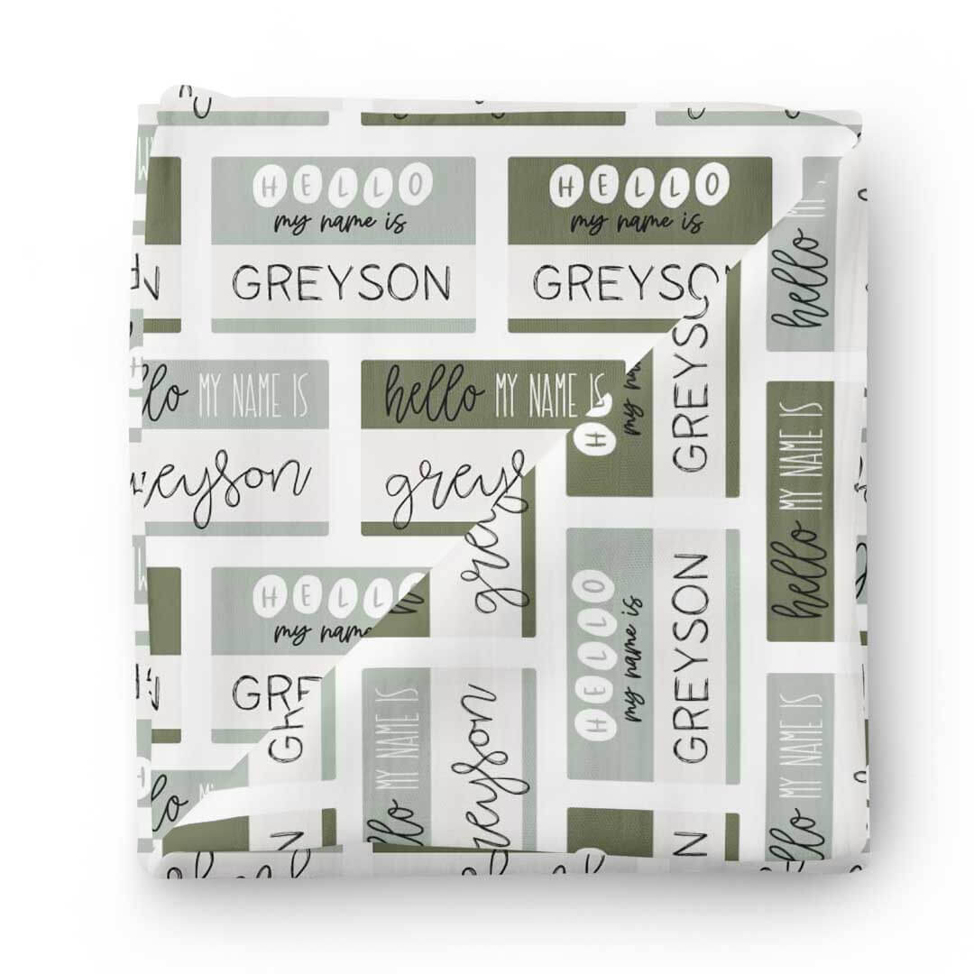  Hello My Name Is Personalized Swaddle Blanket GREENS、mySite、layawaytickets
