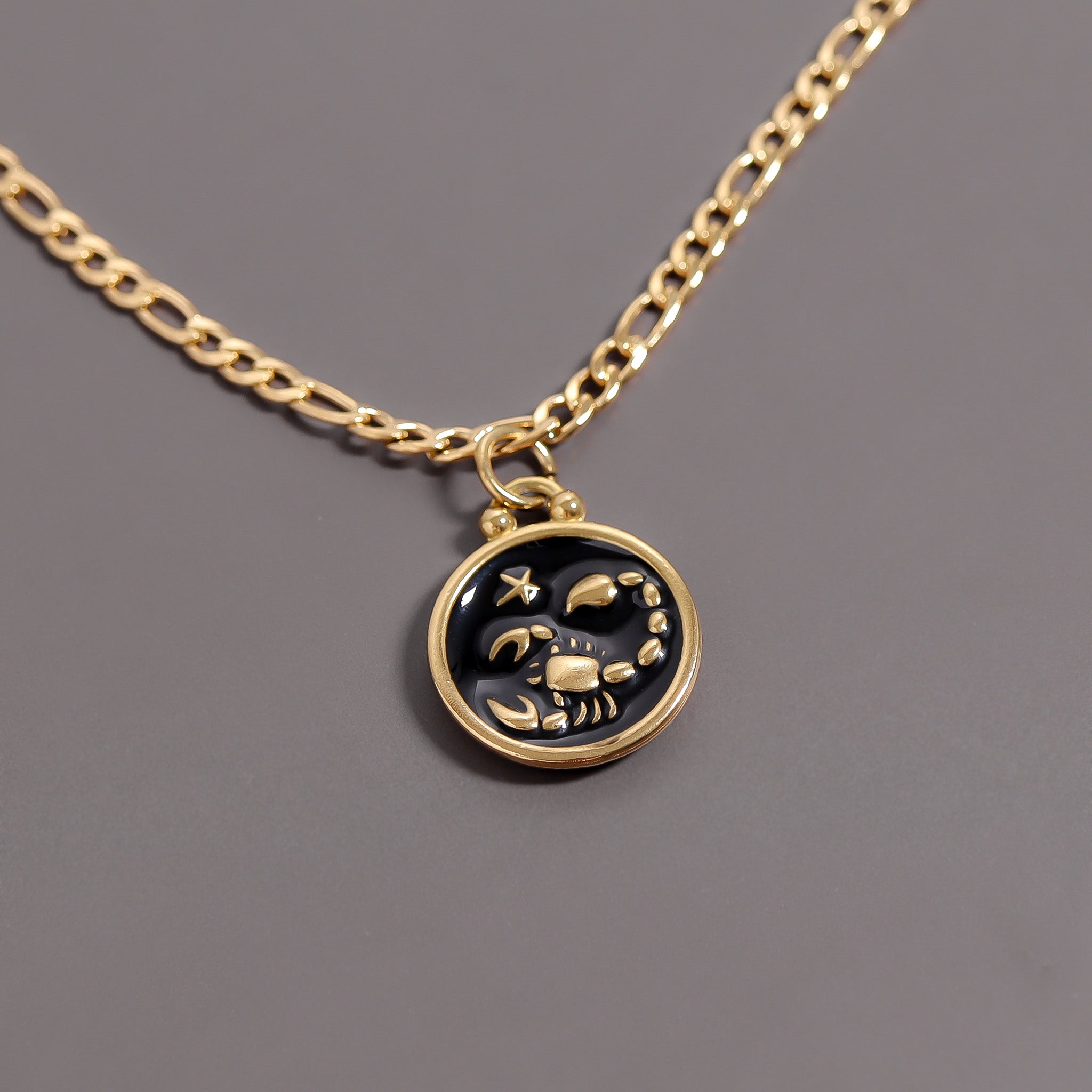18K Gold PVD Stainless Steel Epoxy Filled Zodiac Pendants / PDL0218、mySite、dreamappss