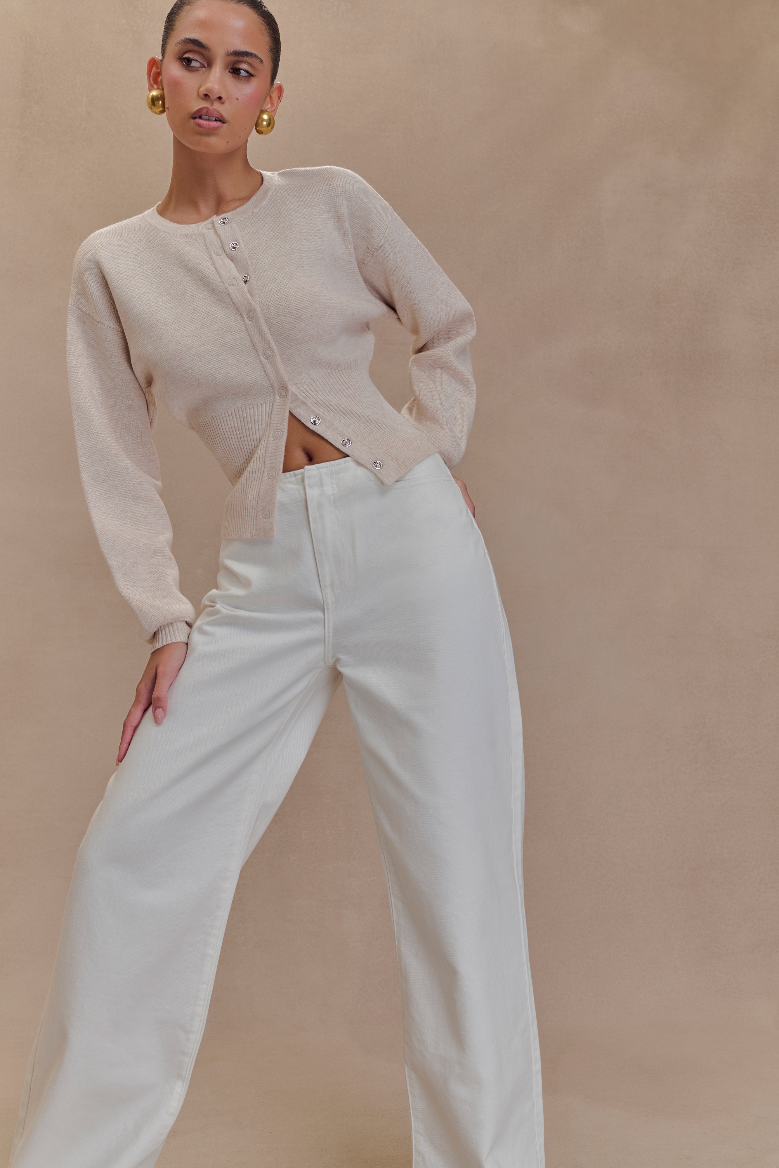 Ferne Button Up Knit Cardigan - Oat Marle、mySite、solidvoid