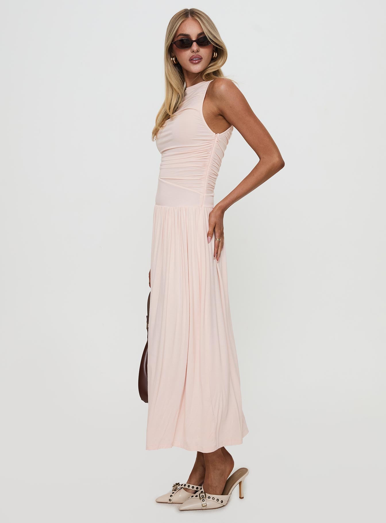 Reveur Ruched Maxi Dress Pink、mySite、solidvoid