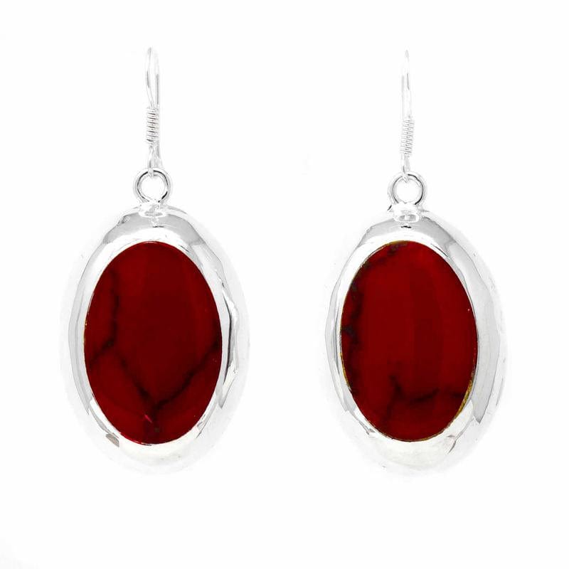 Red Jasper Oval Earrings Handmade in Mexico、mySite、g9winljtr