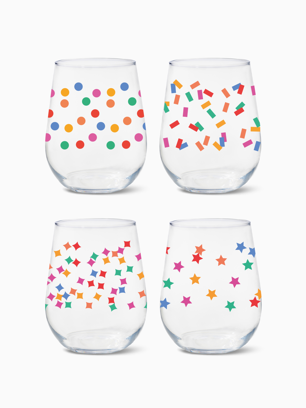 Confetti Galore - RESERVE 16oz Stemless Wine Tritan Copolyester Glass、mySite、camillekostekn