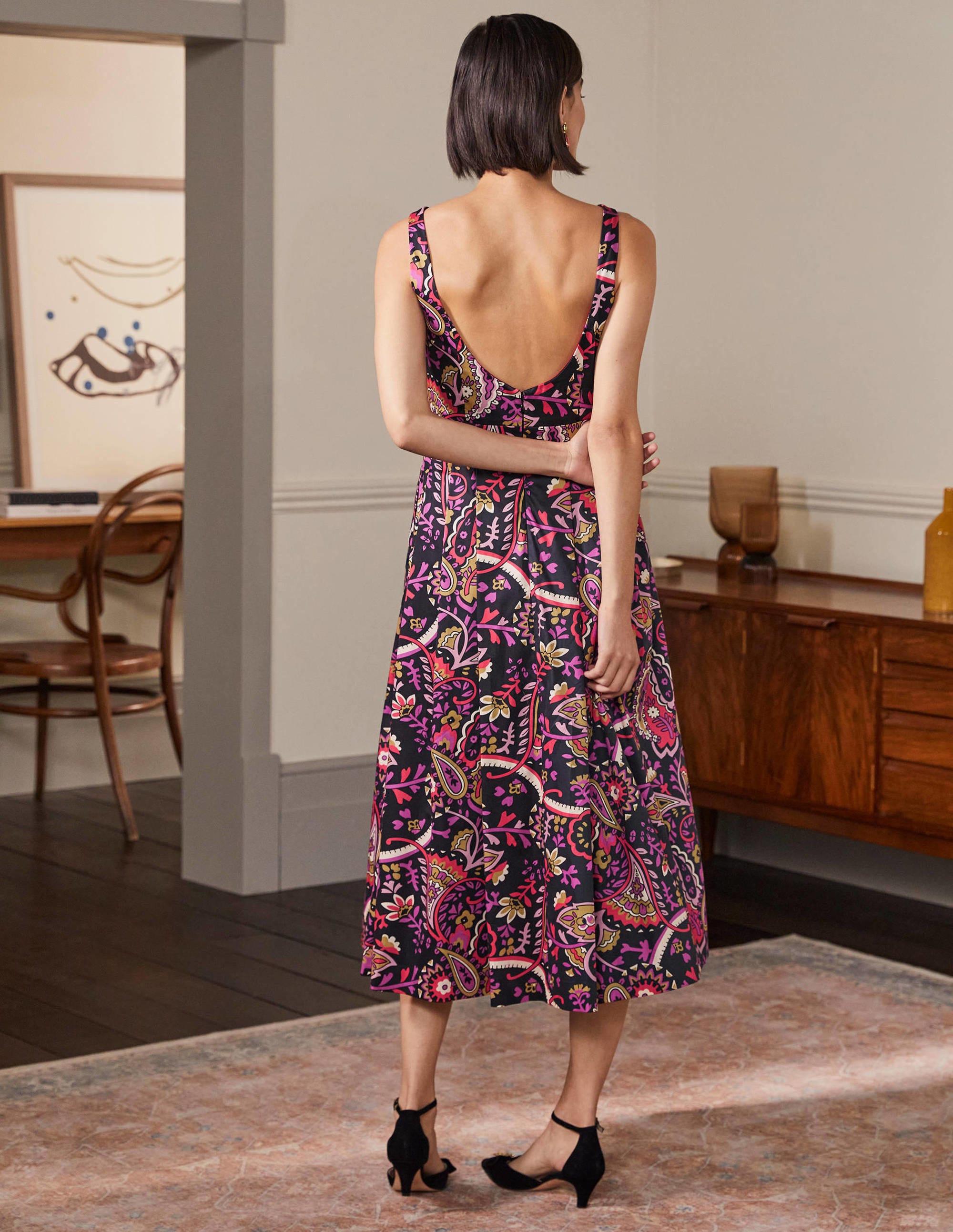  Scoop Back Fit and Flare Dress-Black, Fantastical、mySite、ashleygrahame