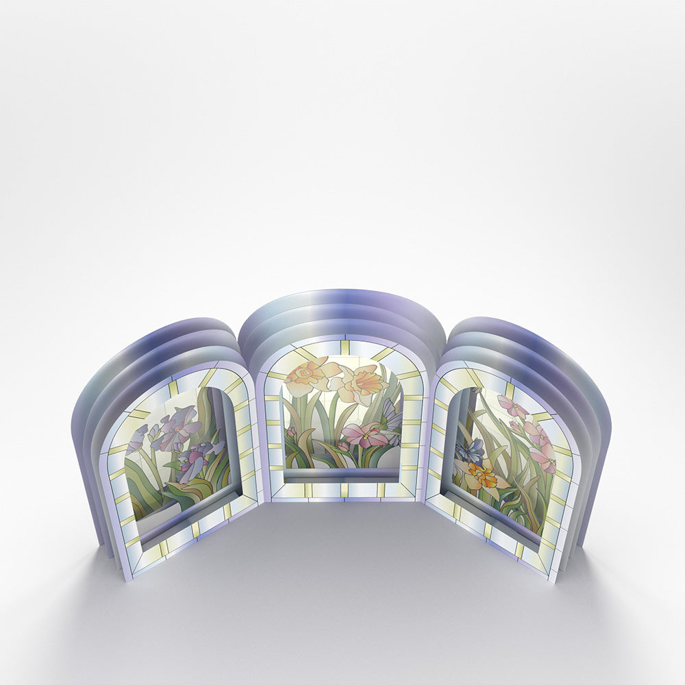 Stained Glass Floral Triptych Pop-Up Gift、mySite、solidvoid
