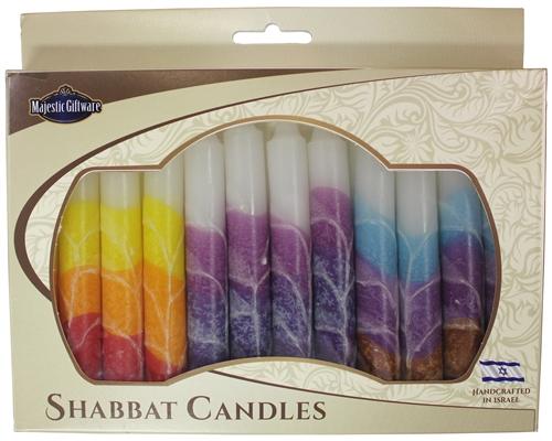 Israeli Hand-Crafted Multicolored Shabbat Candles | Set of 12、mySite、topwebapps