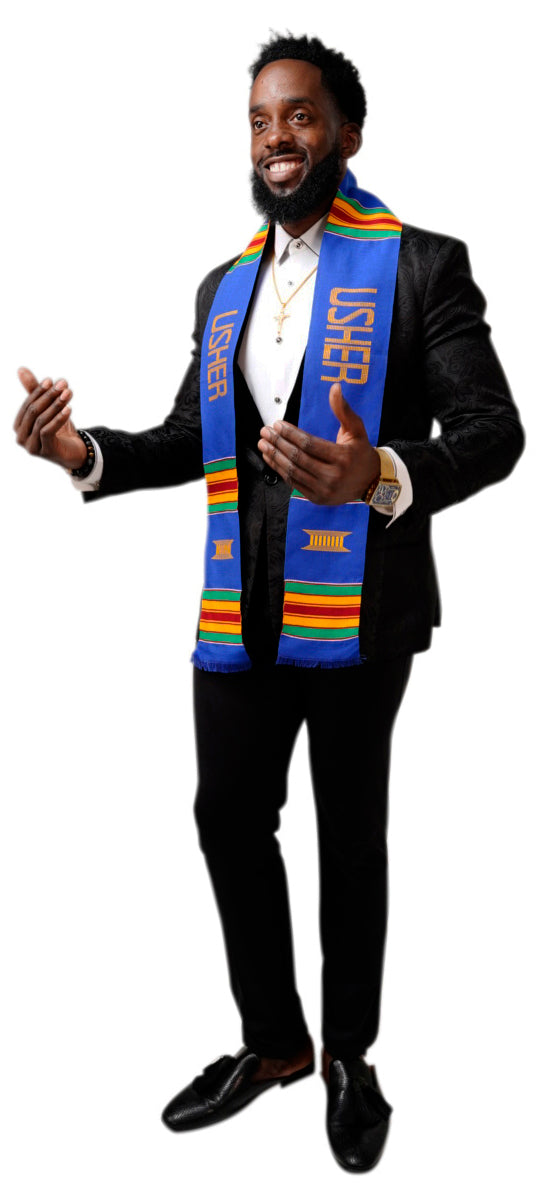 Usher Handwoven Kente Cloth Scarf-Sash DP1550、mySite、solidvoid