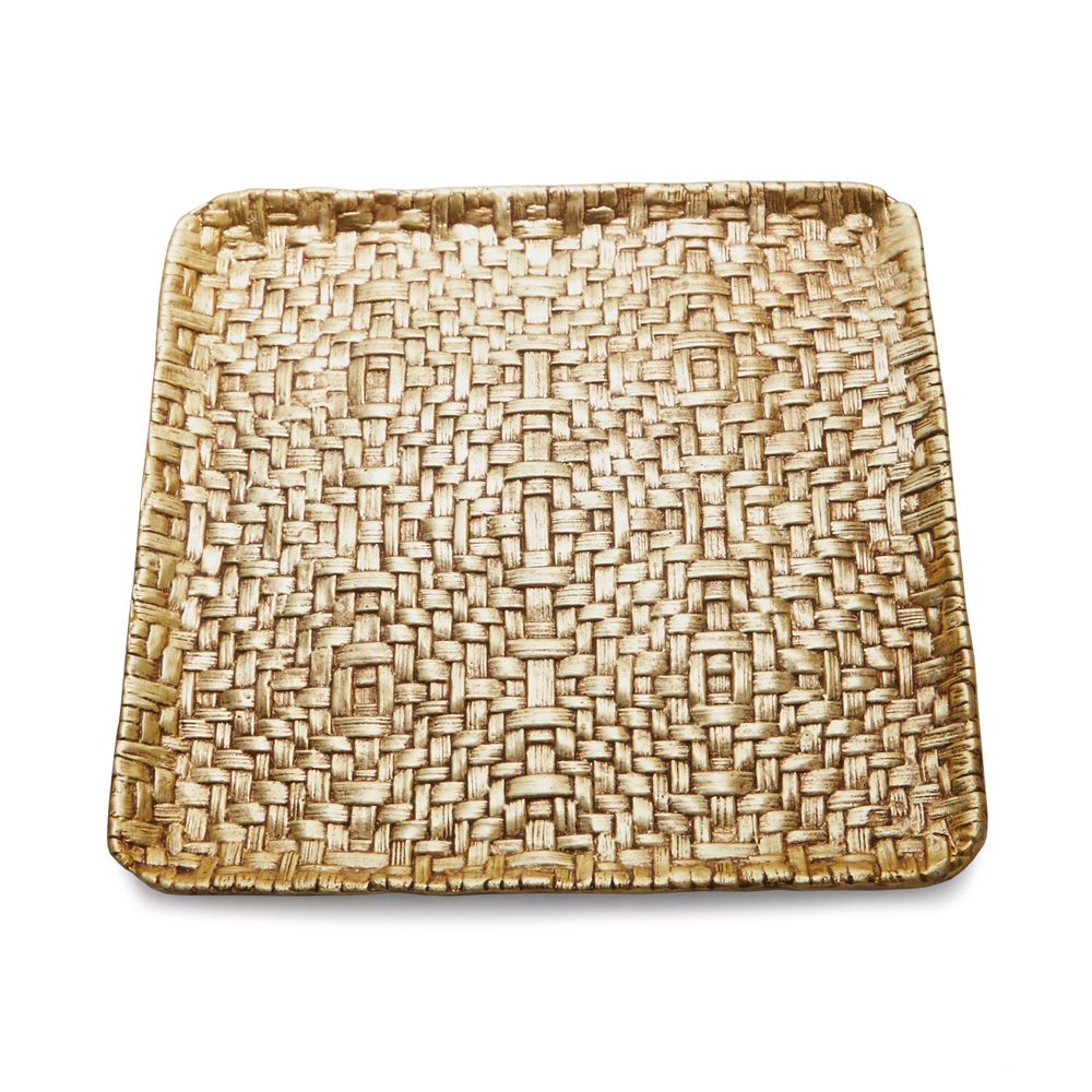  Woven Palm Square Matzah Plate Gold by Michael Aram、mySite、elrpsem3k