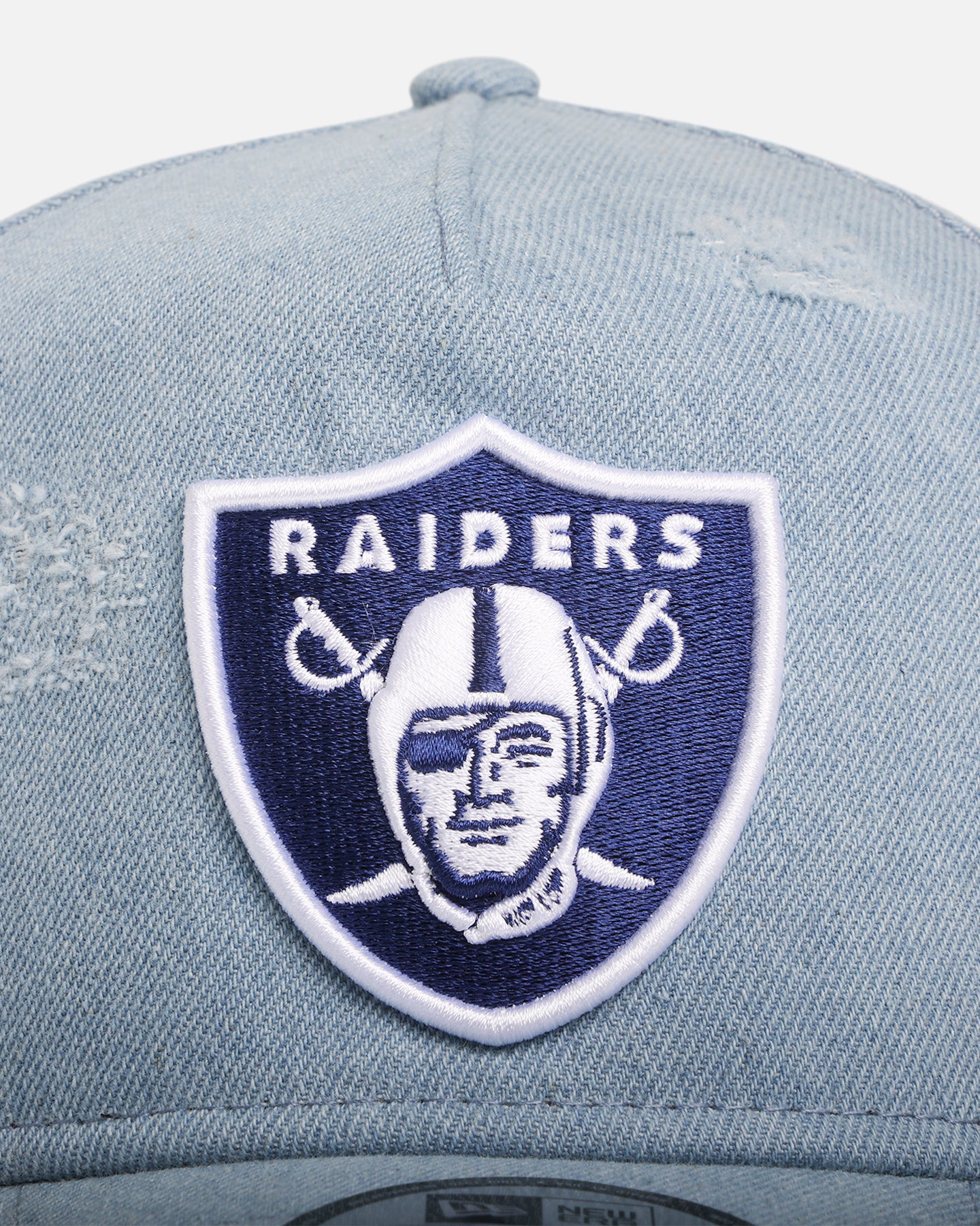 New Era Oakland Raiders 'Distressed Denim' 9FORTY A-Frame Snapback Light Wash Denim、mySite、zt4zffjzw