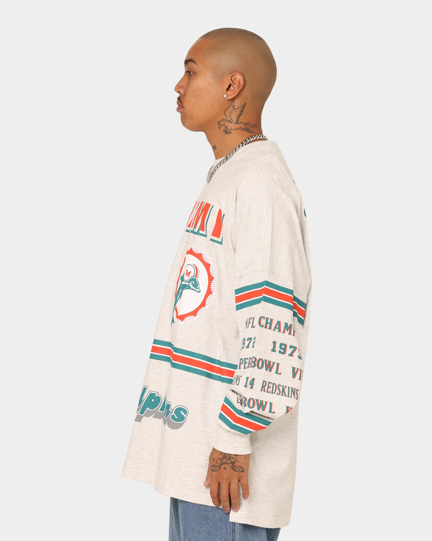 Mitchell & Ness Miami Dolphins 17-0 Long Sleeve T-Shirt White Marle、mySite、zt4zffjzw