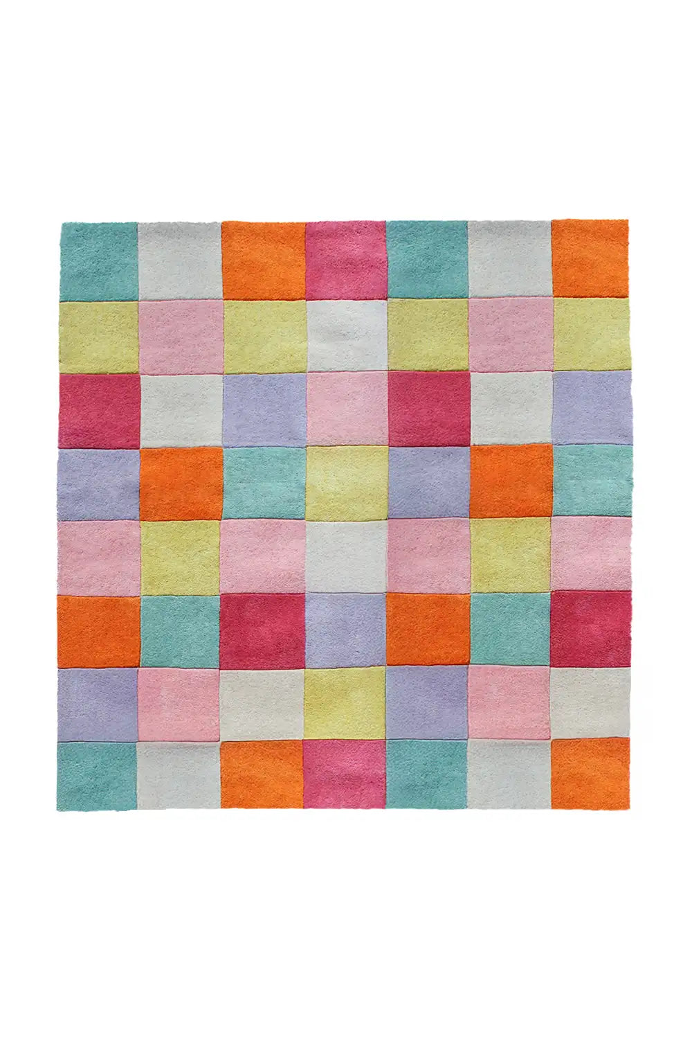 Colorful Checkered Hand Tufted Square Wool Rug、mySite、gigharbornorthrealestate