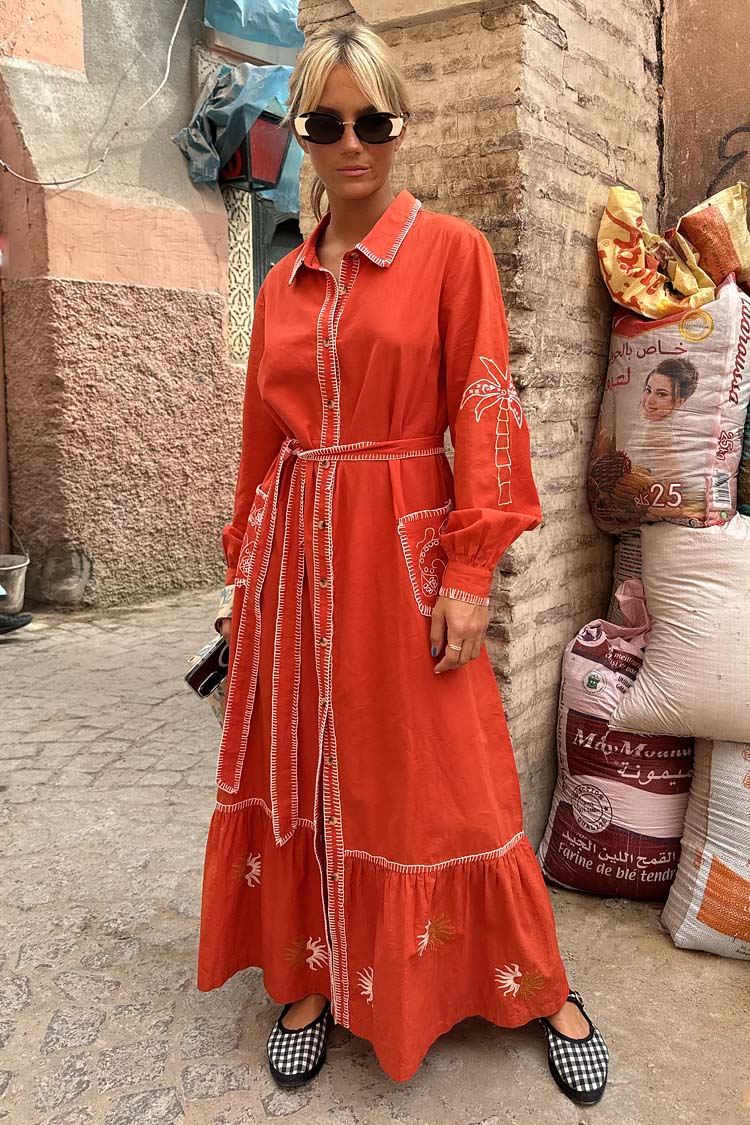 Red and Cream Pollenca Shirt Dress、mySite、solidvoid