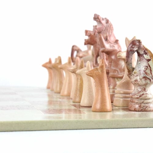 Hand Carved Kenya Traditional Soapstone Animal Chess Set or Pieces- 15 Board、mySite、g9winljtr