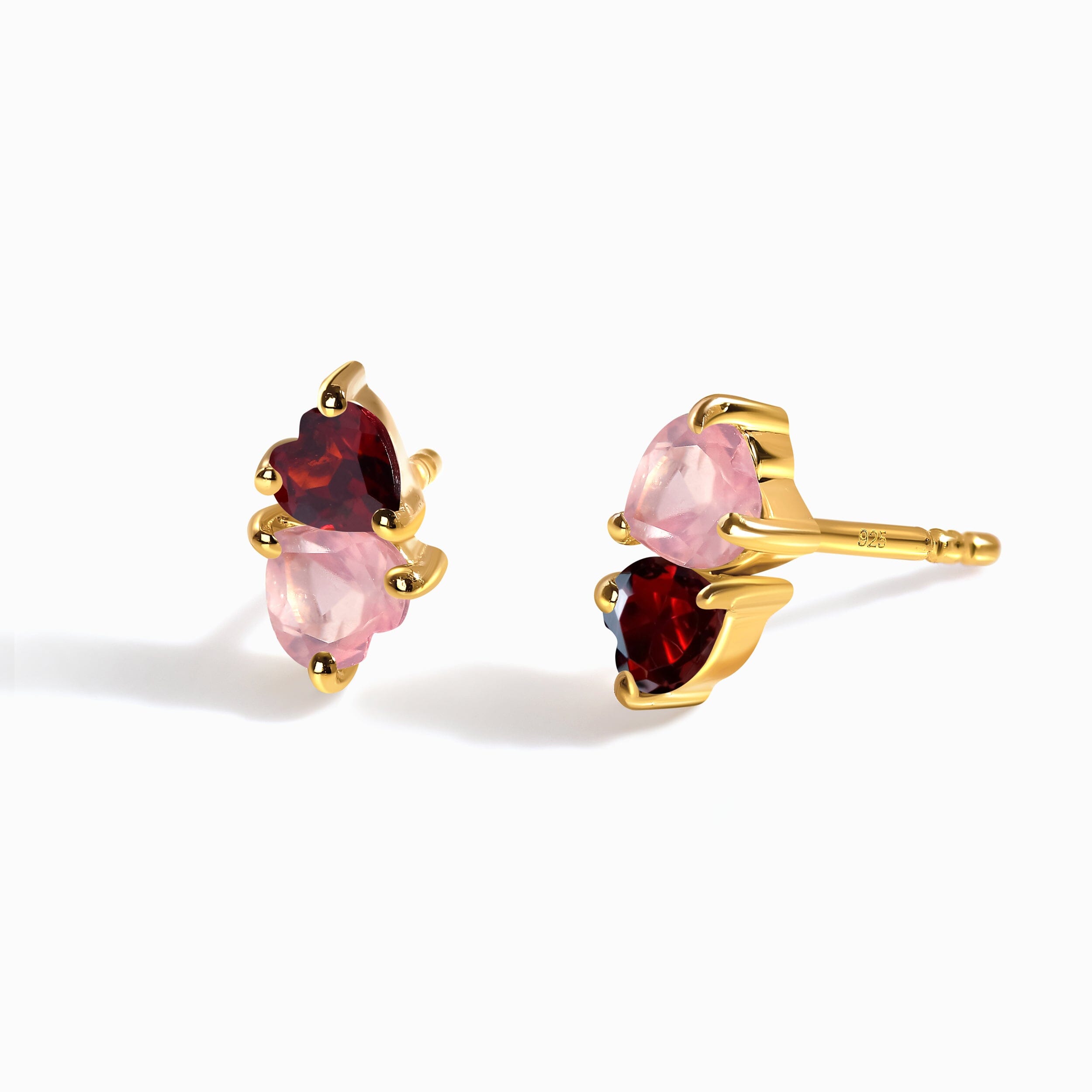 Rose Quartz & Garnet Earrings - Floating Hearts、mySite、hinf8tx79