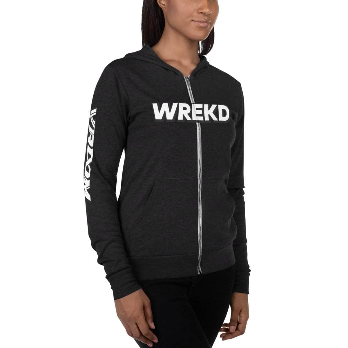  WREKD x VROOM Unisex zip hoodie、mySite、merchandisen