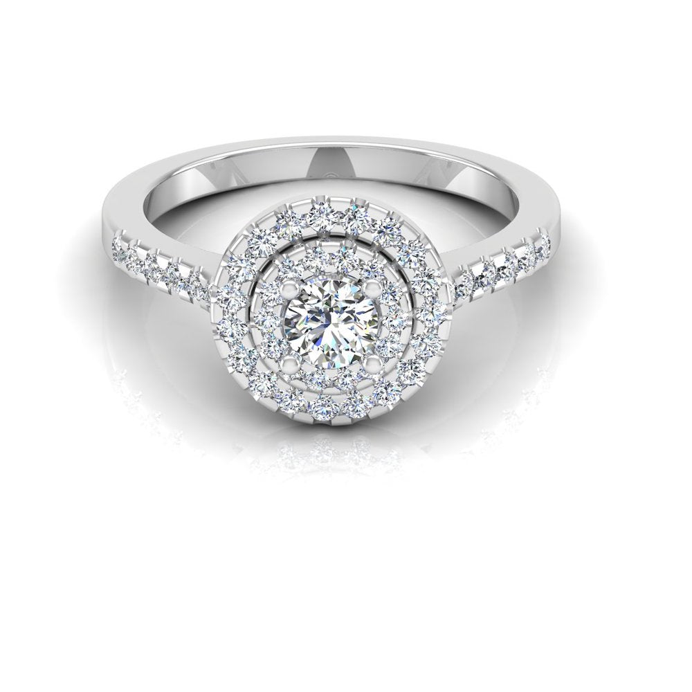 Petite Round Brilliant Double Halo Moissanite Engagement Ring、mySite、hinf8tx79