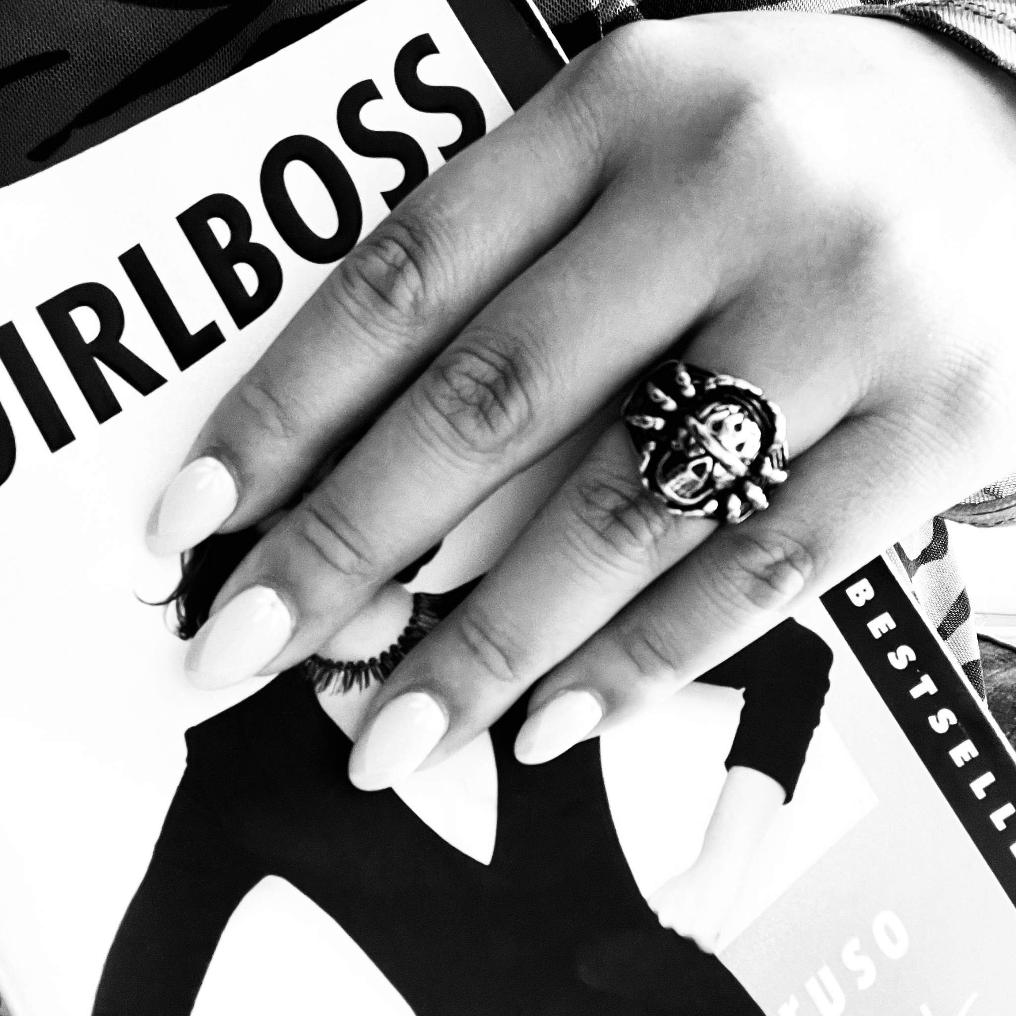 Polished Detailed Skull Stainless Steel Ring / SCR2006、mySite、dreamappss