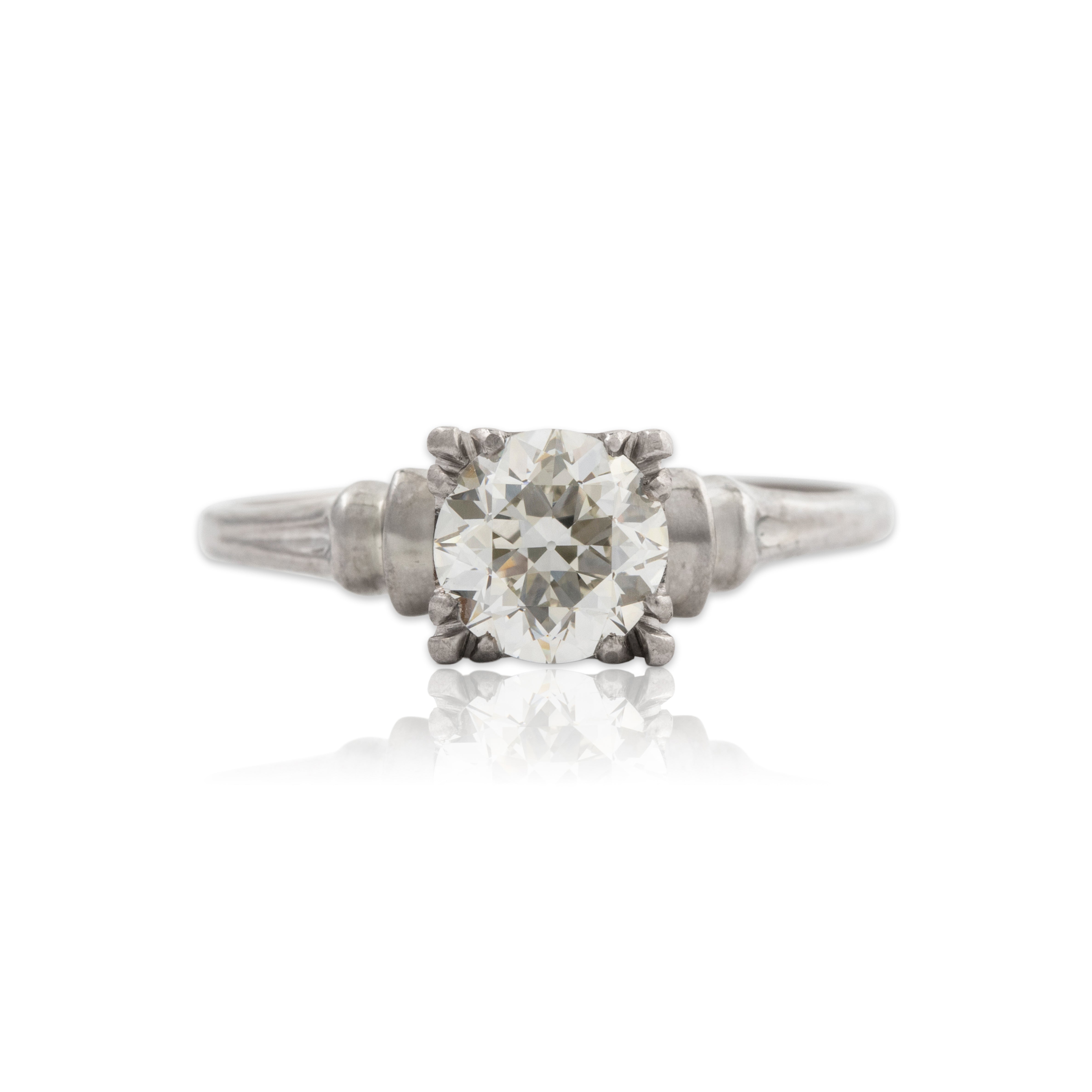 Vintage 14k White Gold .85ct Old European Cut Diamond Engagement Ring 6.50、mySite、hinf8tx79