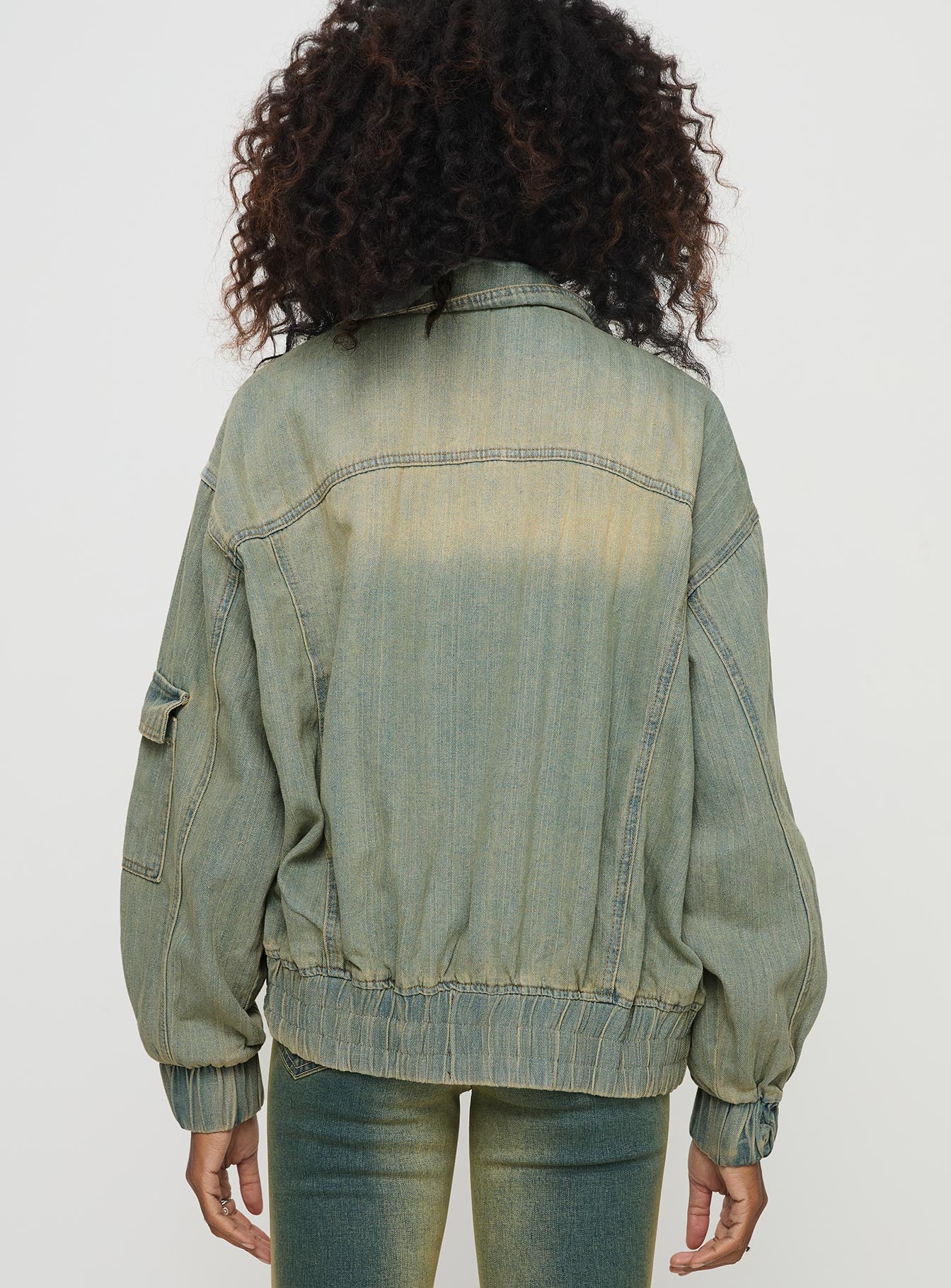 Korbin Denim Bomber Jacket Antique Wash、mySite、solidvoid
