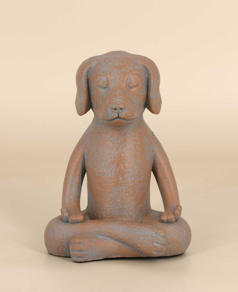 Meditating Dog Statue, Terra Cotta Finish、mySite、topwebapps