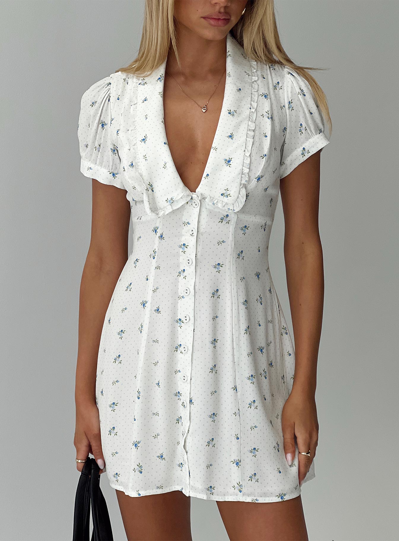 Fabiola Collared Mini Dress Floral、mySite、solidvoid