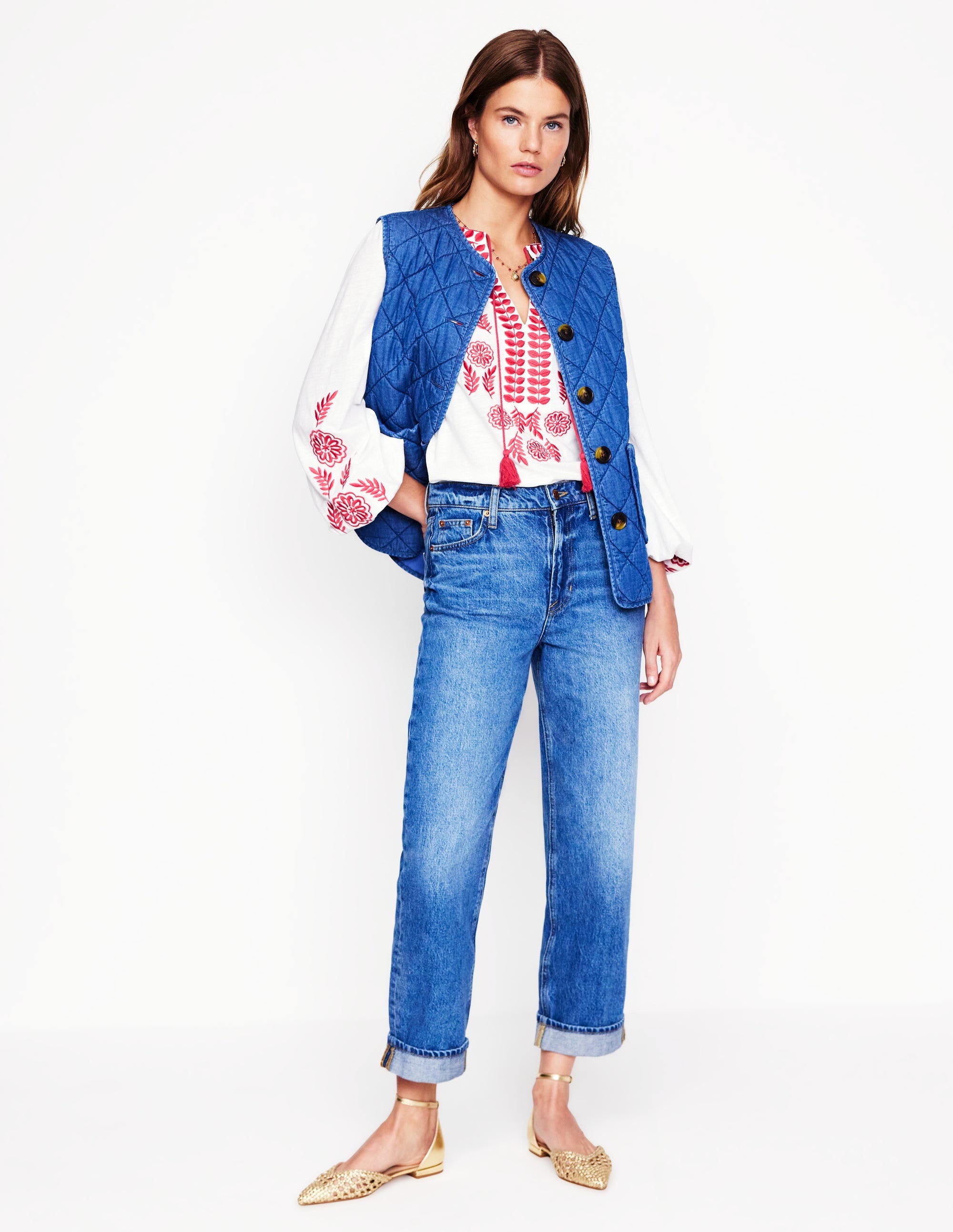  Nia Embroidered Top-White, Berry Red、mySite、ashleygrahame