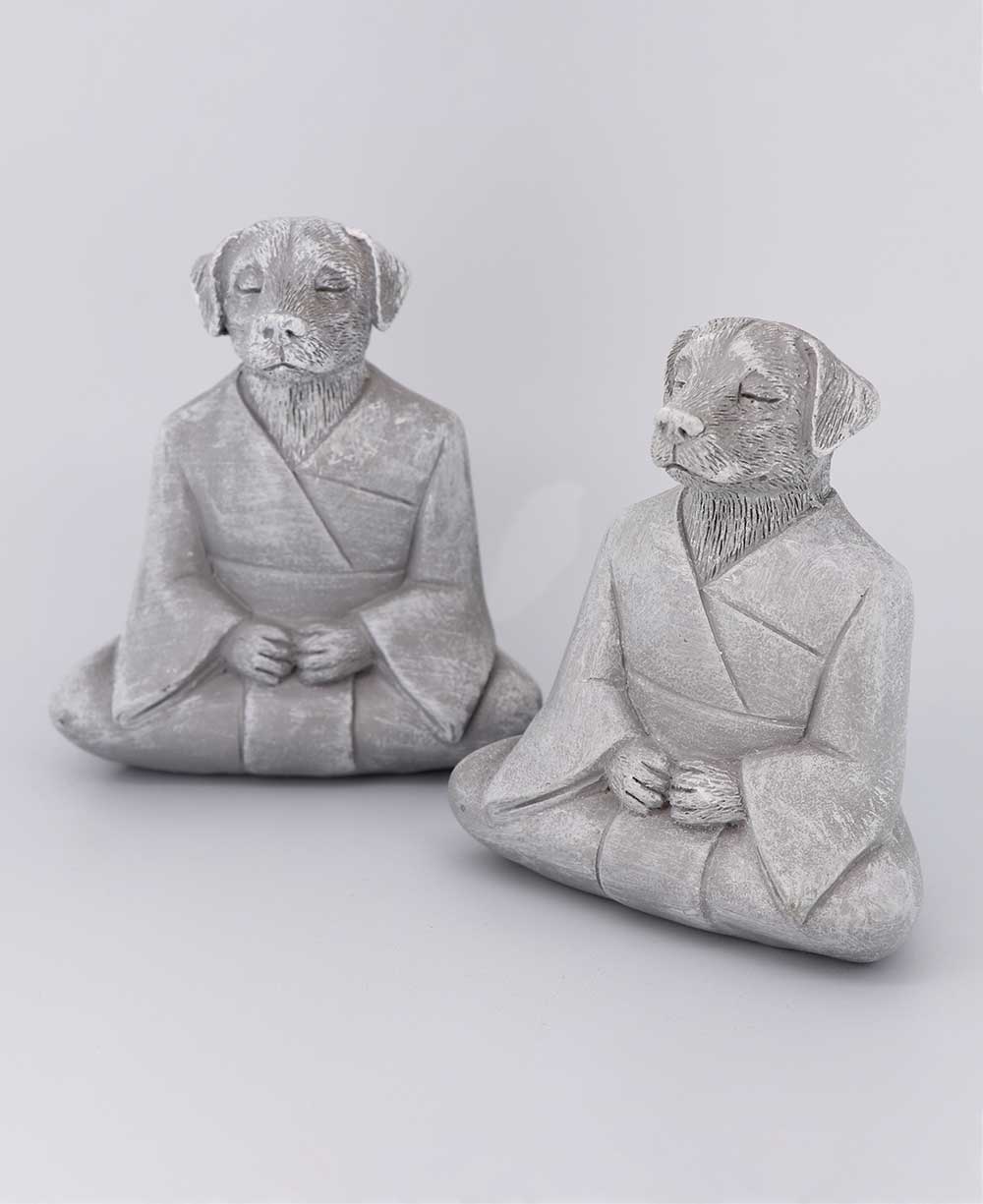 Set of 2 Tranquil Resin Meditating Dog Statues、mySite、topwebapps