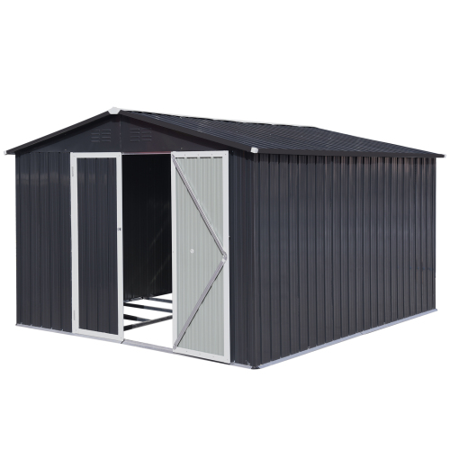 Metal garden sheds 8ftx10ft outdoor storage sheds Dark-grey、、eastwooduniform