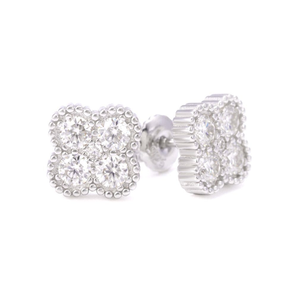 Four Leaf Moissanite Pointer Earrings 14K Gold、mySite、hinf8tx79