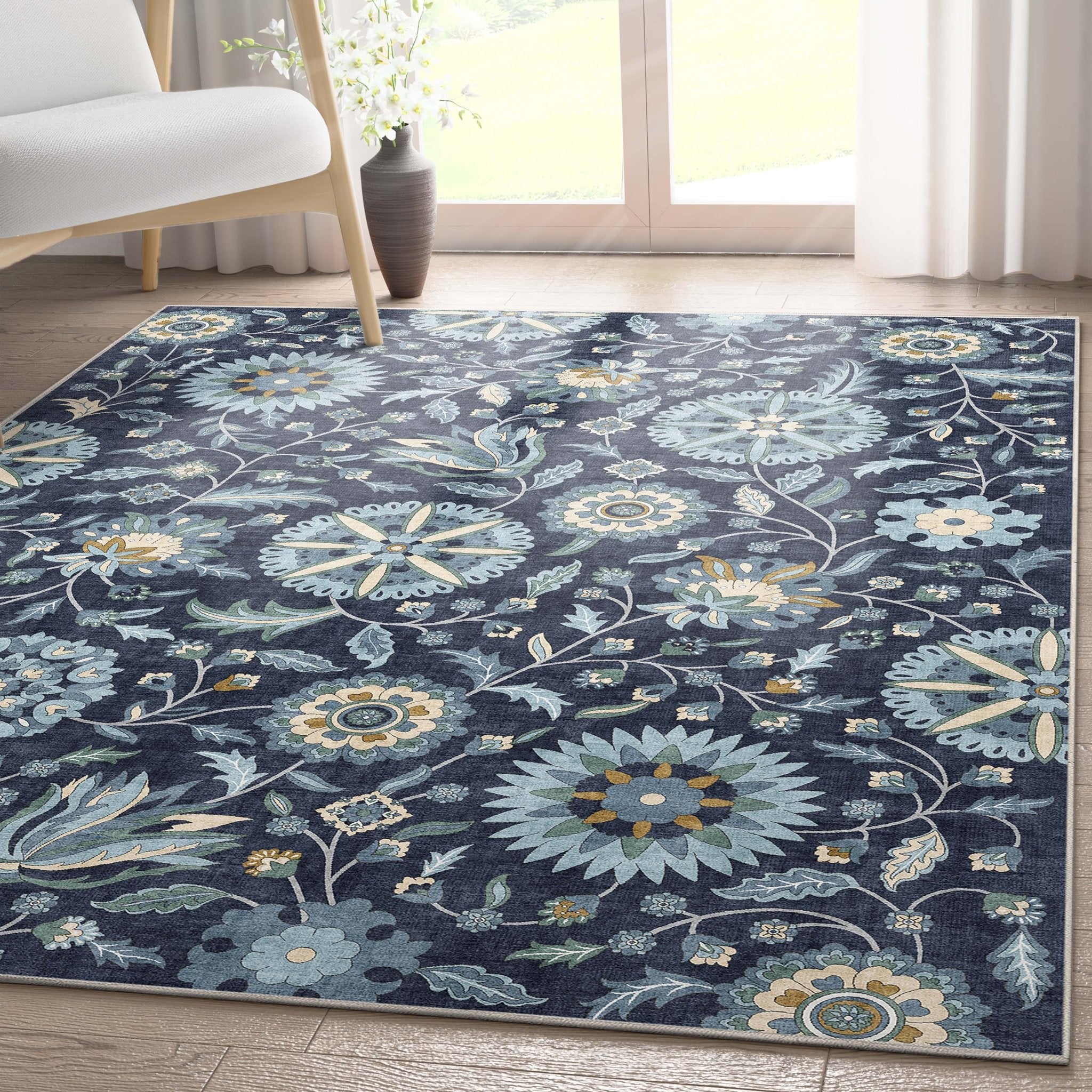 Charlotte Transitional Floral Flat-Weave Rug、mySite、gigharbornorthrealestate