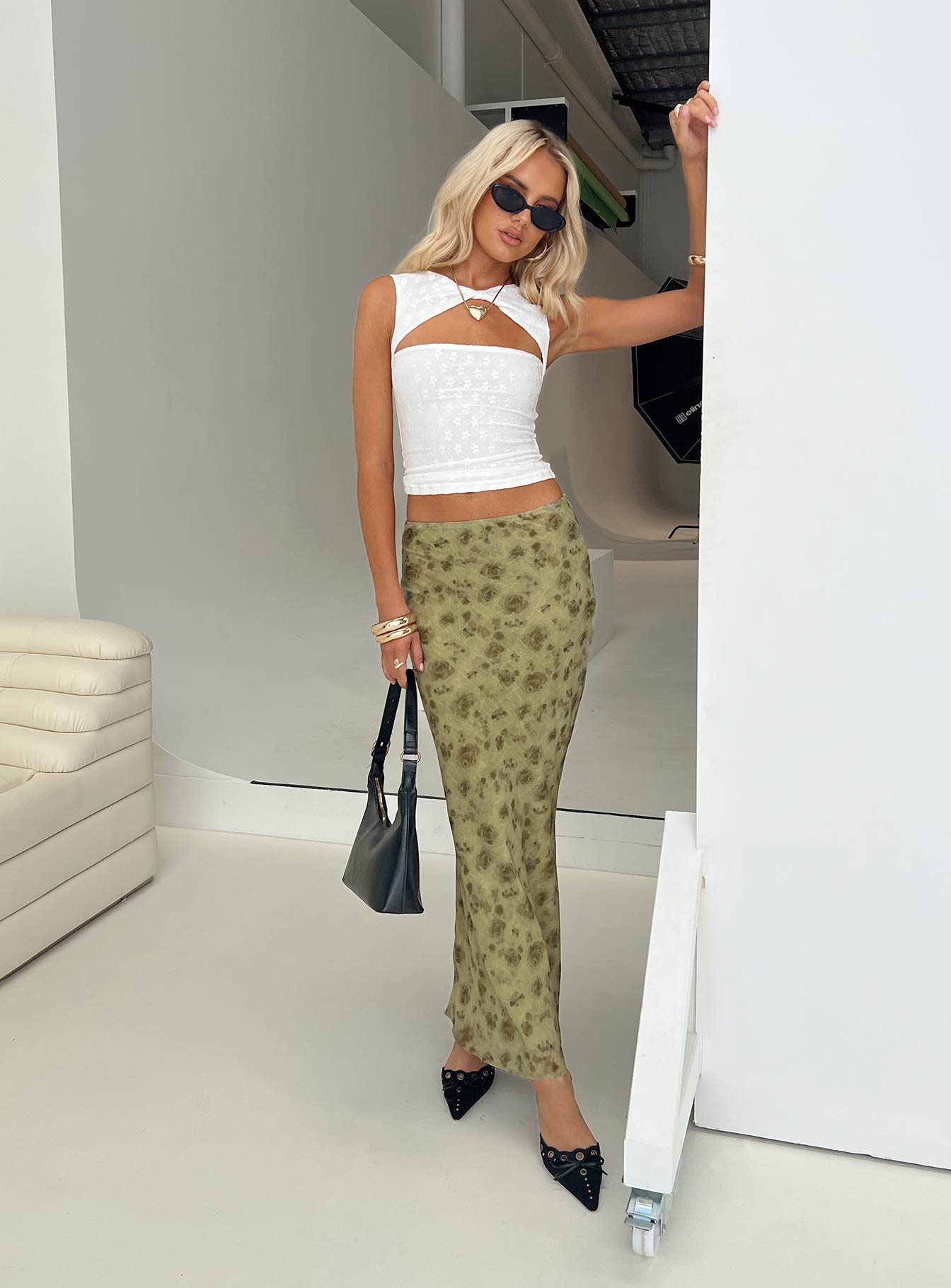 Piazia Maxi Skirt Green、mySite、solidvoid