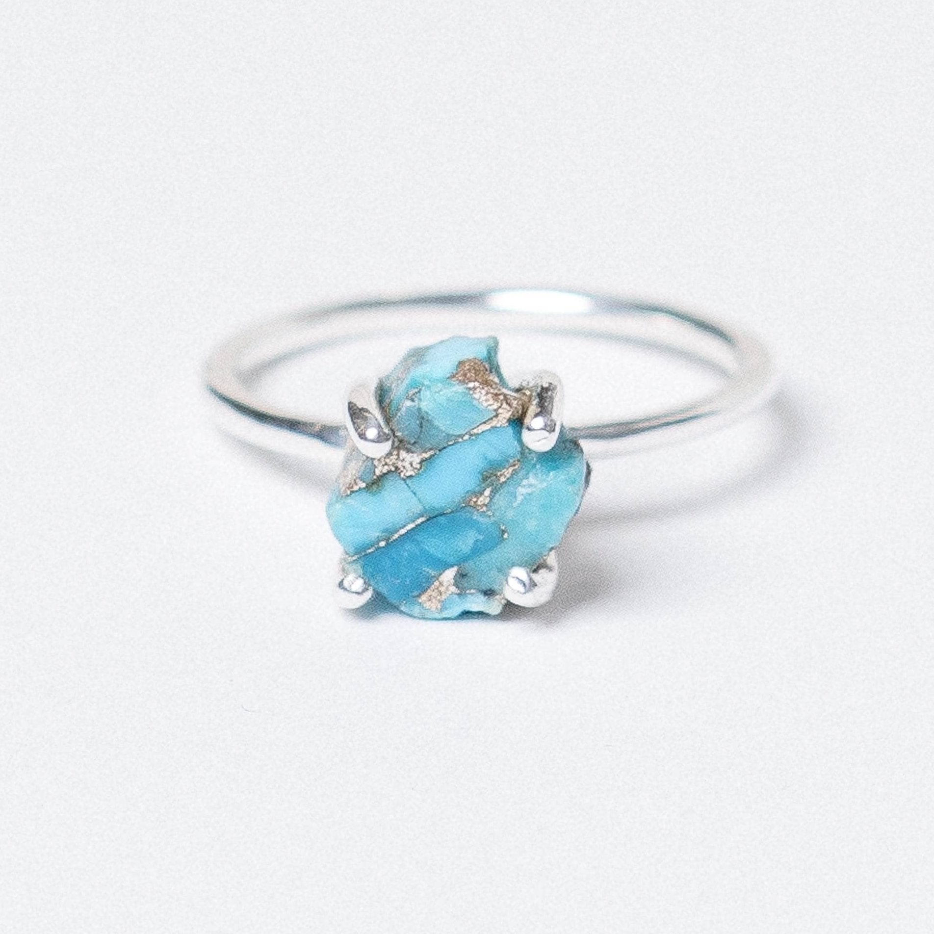 Natural Turquoise Raw Freeform Gold or Silver Ring、mySite、hinf8tx79
