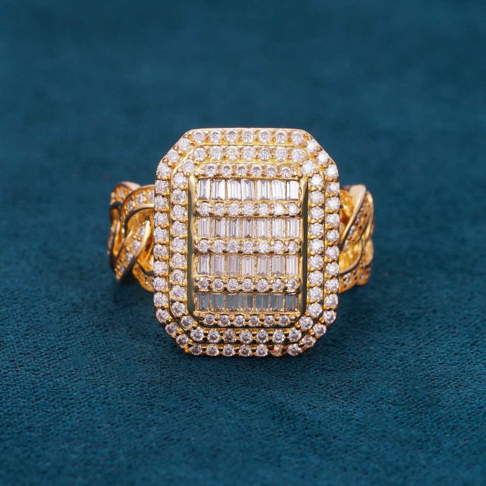 Moissanite Signet Miami Cuban Link Ring 14K Gold、mySite、hinf8tx79