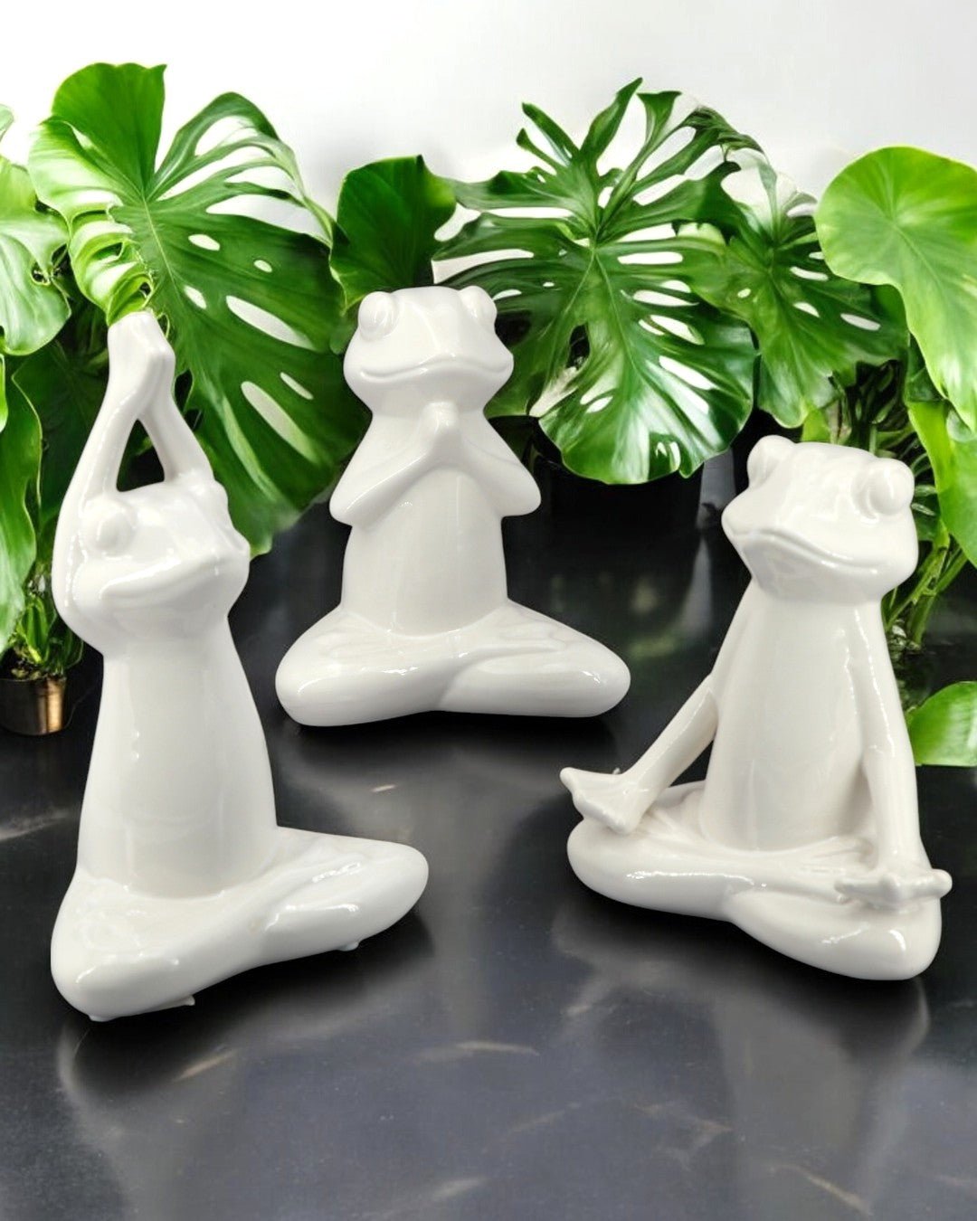 Set of 3 Yoga Frog Ceramic Figurines、mySite、topwebapps